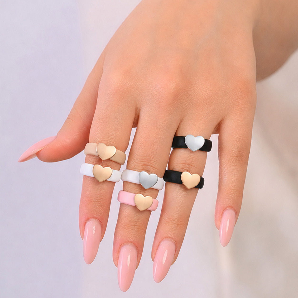 Heart Collection - Women's Silicone Rings with Metal - Patent Design