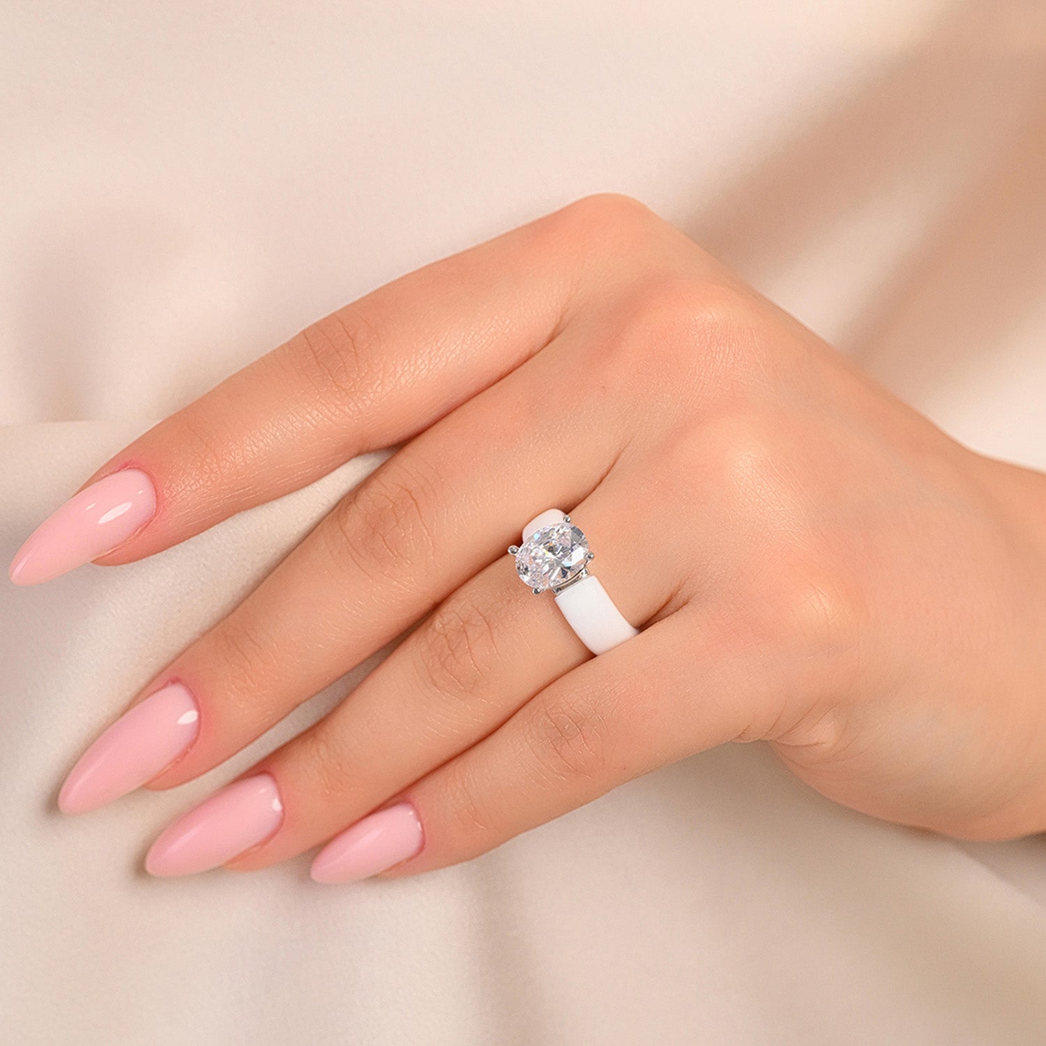 Silicone Ring – 11×8 mm Oval Cut CZ | Patented Design - GlowStone Collection