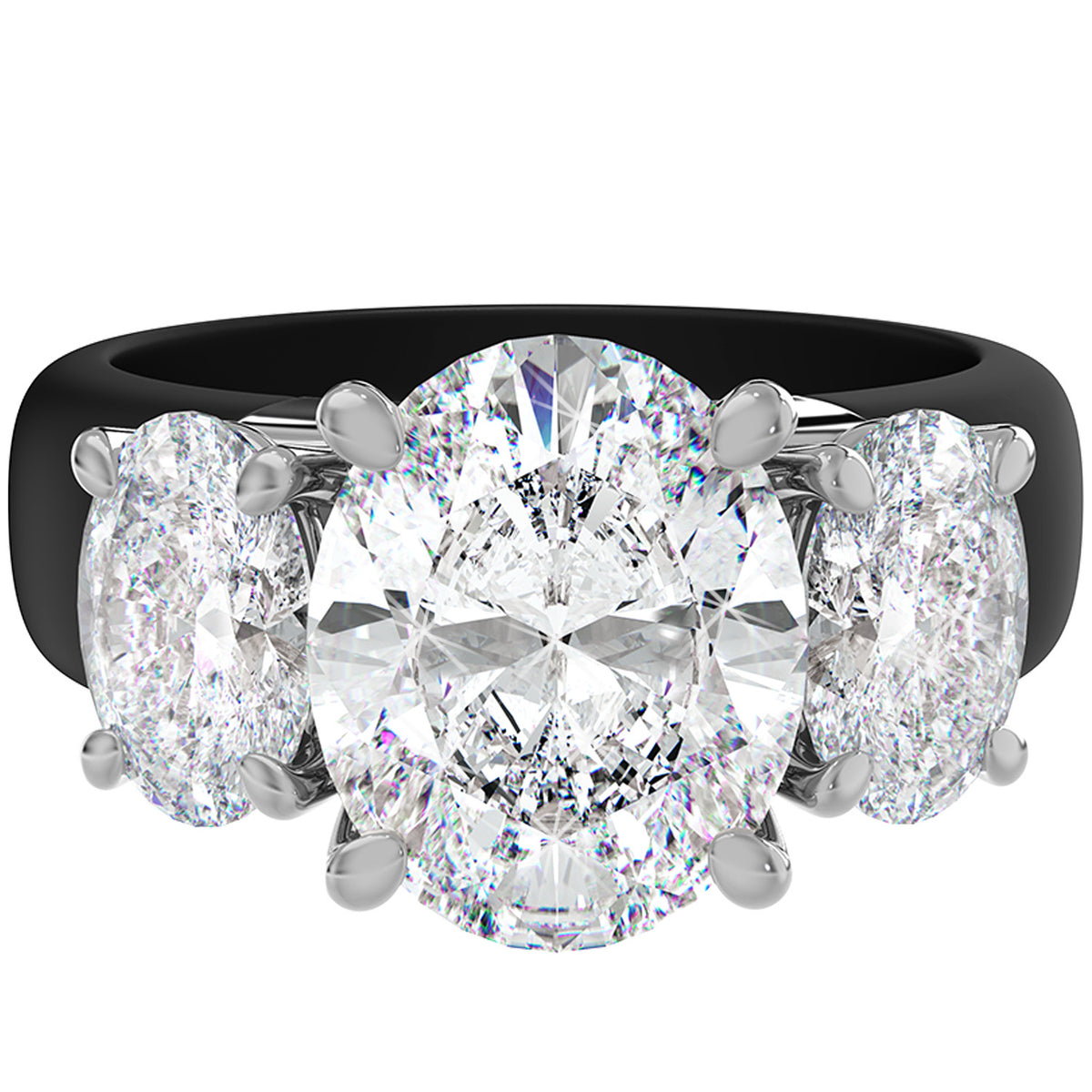 Rinfit Silicone Ring with Three Oval CZ Stones - Patented