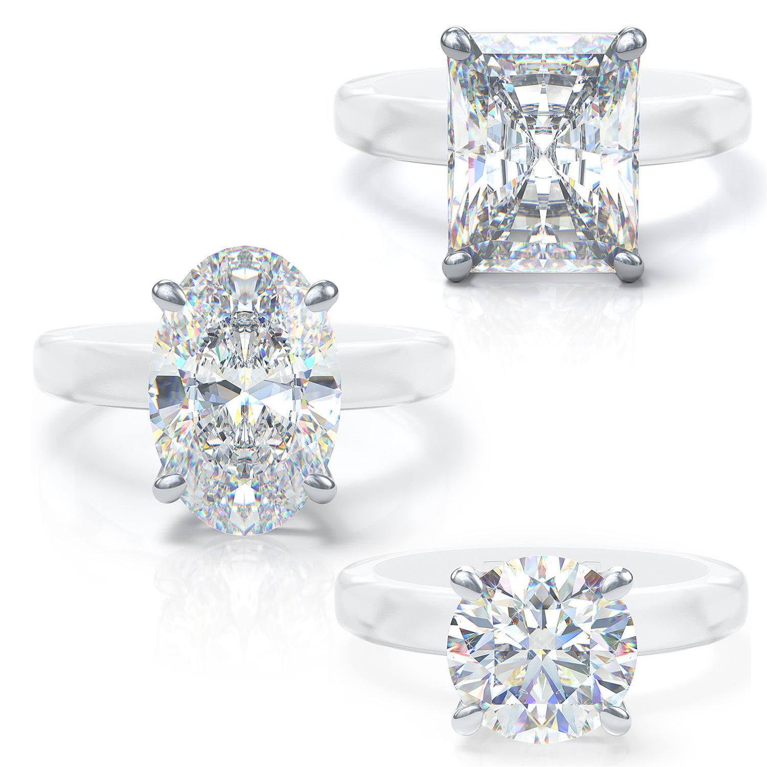 Rinfit Frosted Clear Thin Collection – Set of Emerald, Round and Oval - Patented Design
