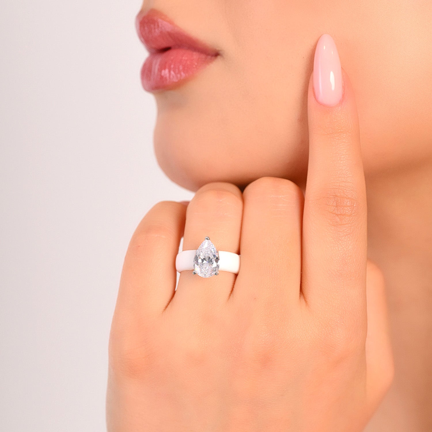 Silicone Ring – 8×12 mm Pear Cut CZ | Patent-Pending Design - GlowStone Collection