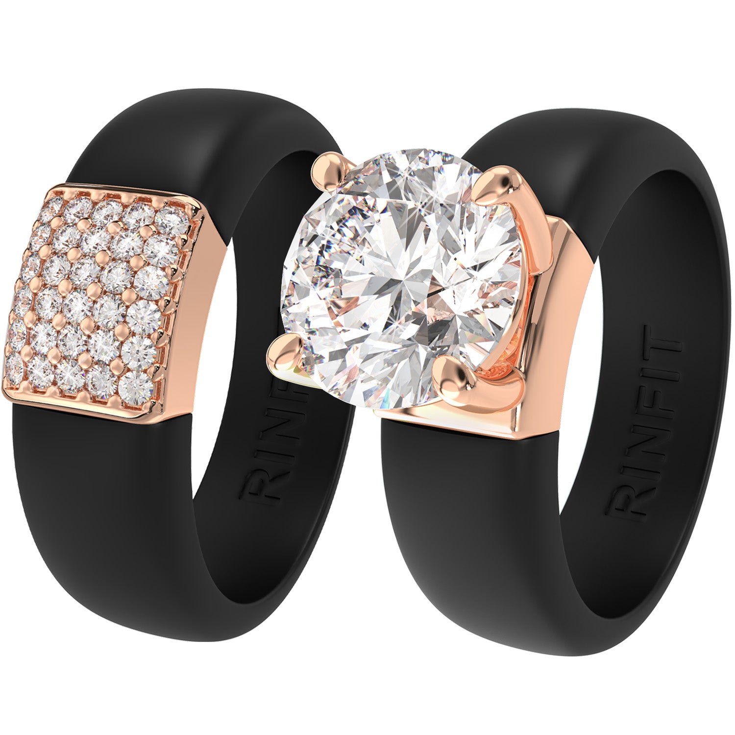 Set Silicone Ring – 7mm Round Solitaire CZ | Patented Design - GlowStone Collection