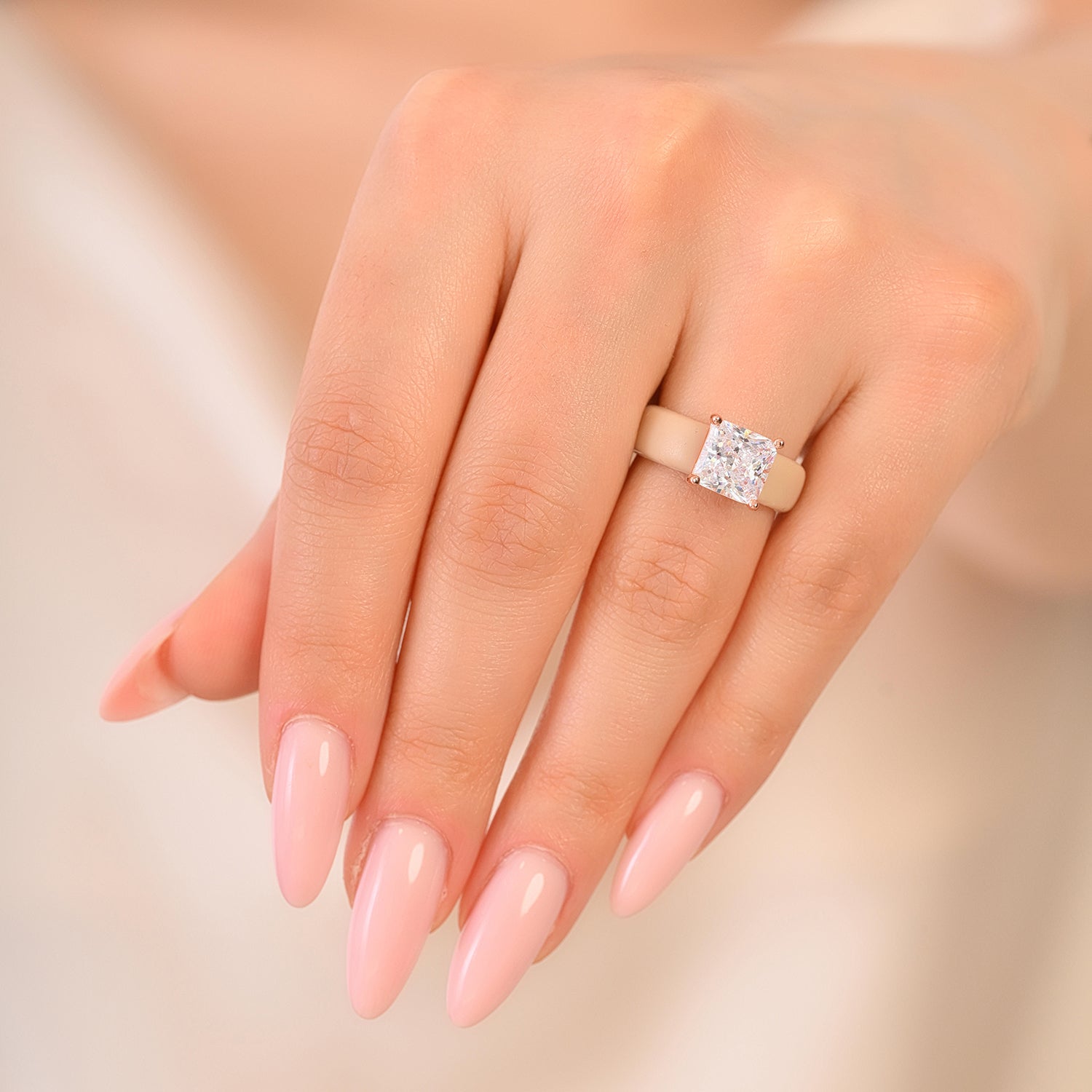 Silicone Ring – 8×8 mm Princess Cut CZ | Patented Design - GlowStone Collection