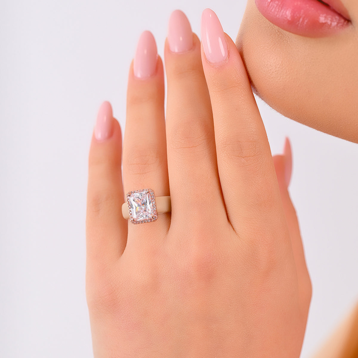 Rinfit Halo Silicone Ring for Women – 10×8 mm Emerald Cut CZ | Patented Design
