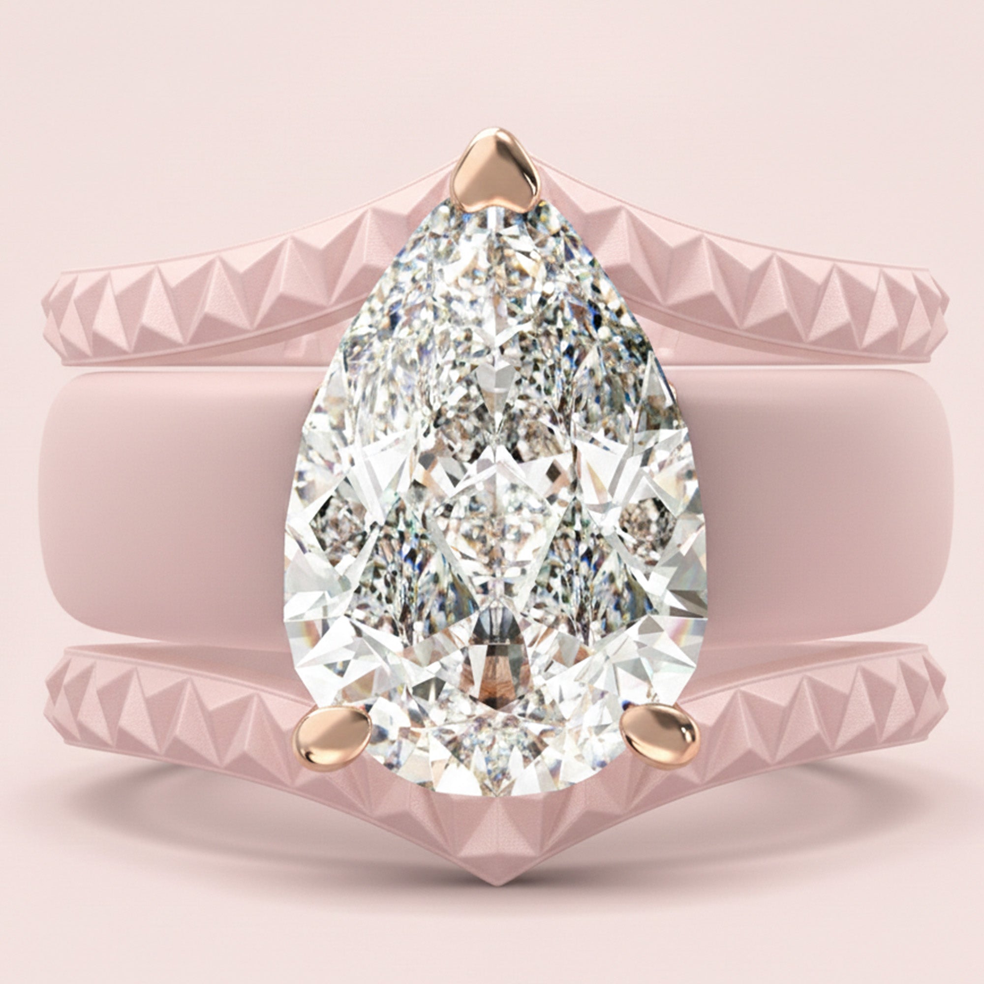 Women's Silicone Rings Stackable Set - 8×12 mm Pear Cut CZ  Set| Patent-Pending Design - GlowStone Collection