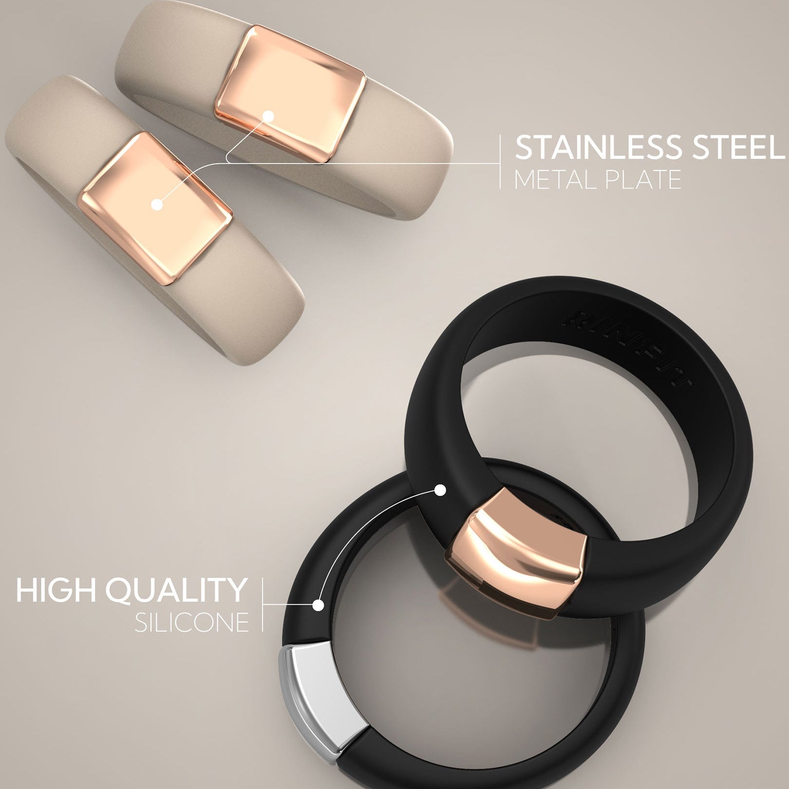 Rinfit Women's Silicone Ring with Stainless Steel Plate | Patented Design