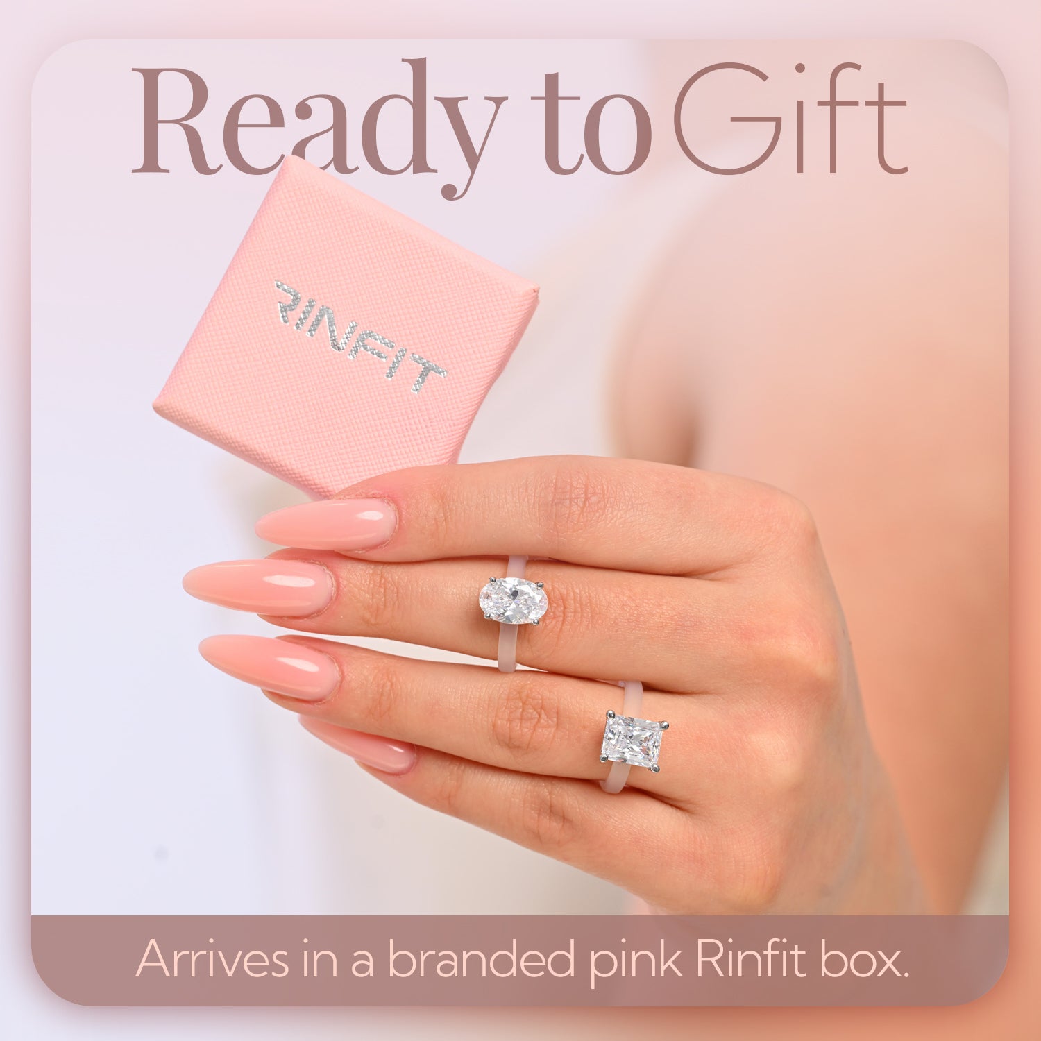 Rinfit Frosted Clear Thin Silicone Ring with Oval cut CZ | Patented Design