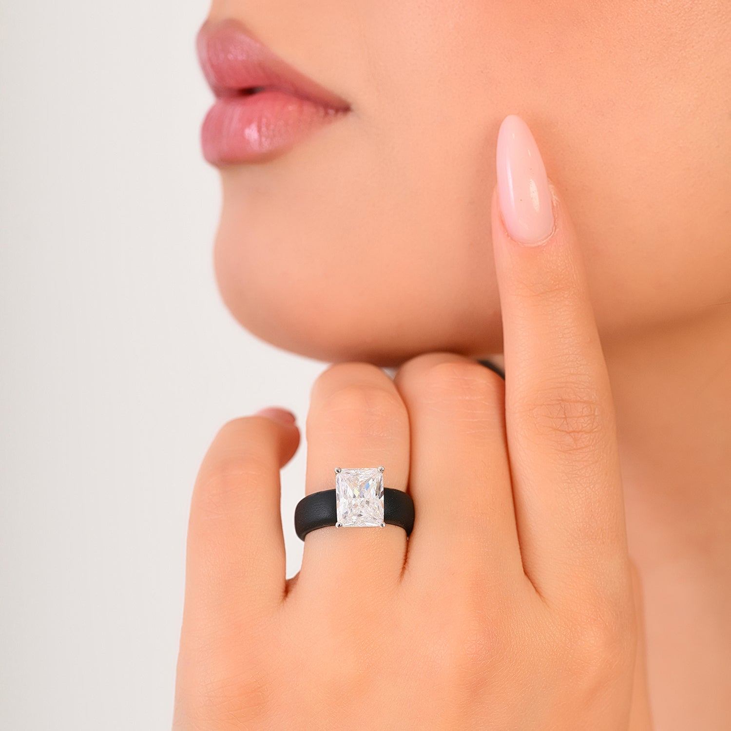 Silicone Ring – 10×8 mm Emerald Cut CZ | Patented Design - GlowStone Collection