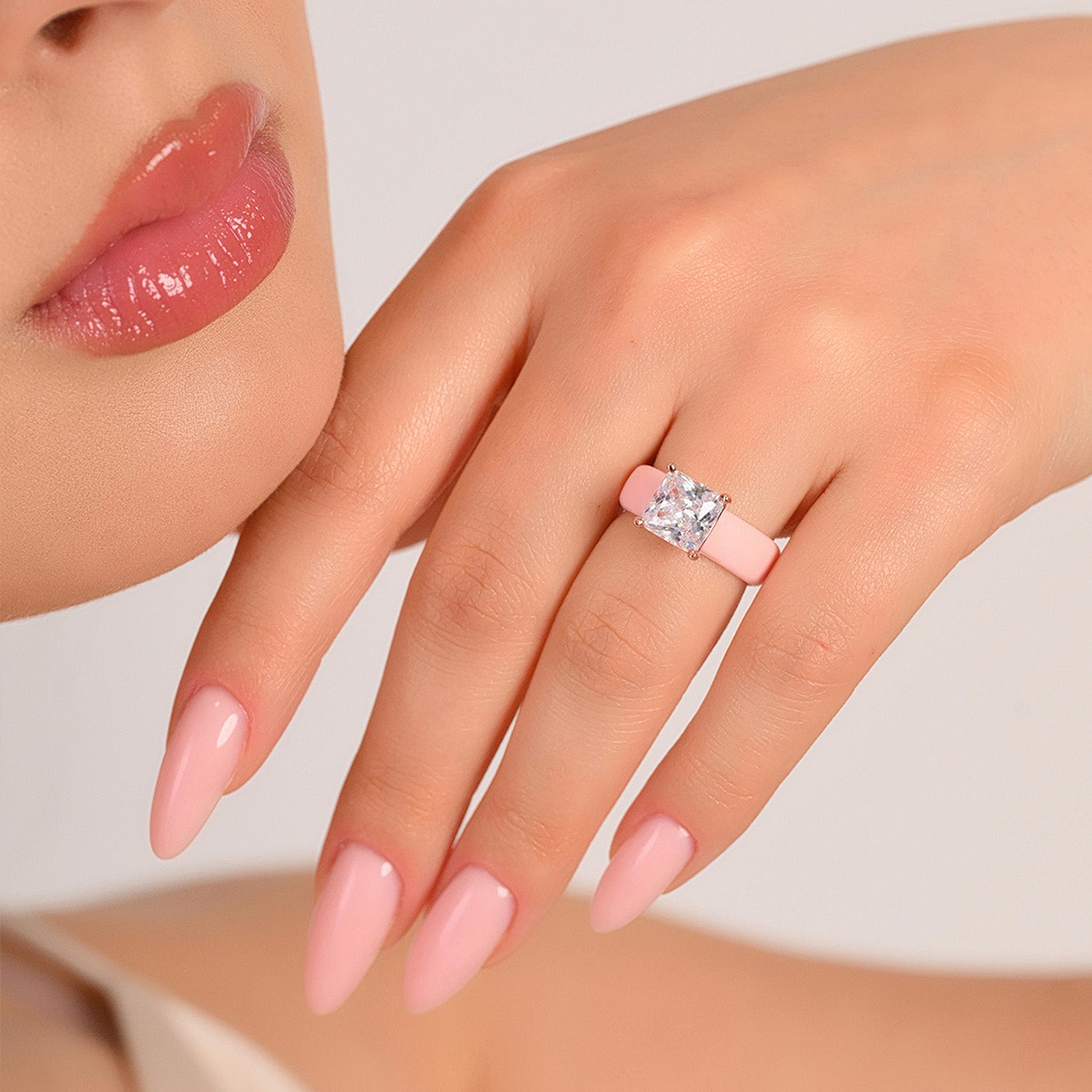 Silicone Ring – 8×8 mm Princess Cut CZ | Patented Design - GlowStone Collection