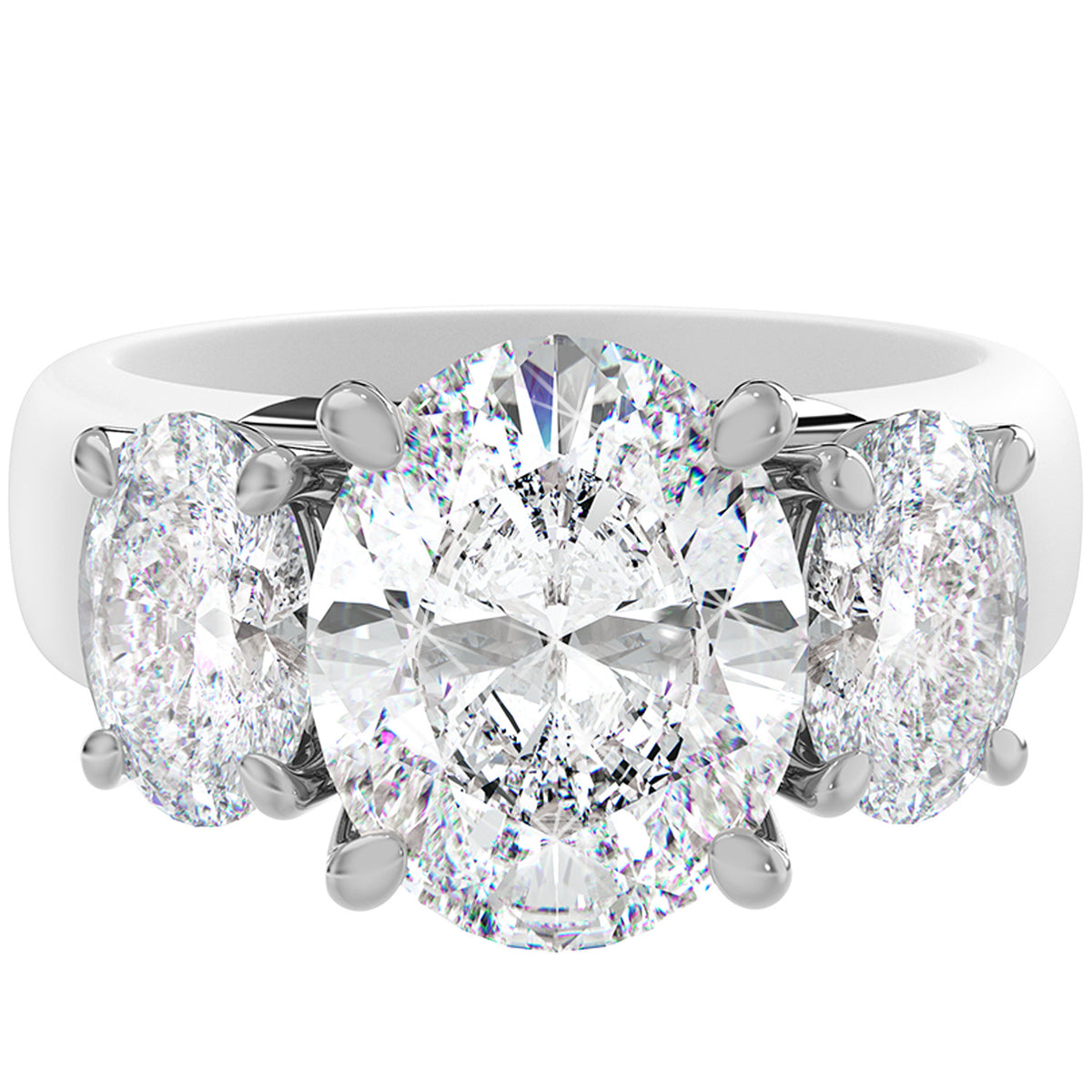 Rinfit Silicone Ring with Three Oval CZ Stones - Patented