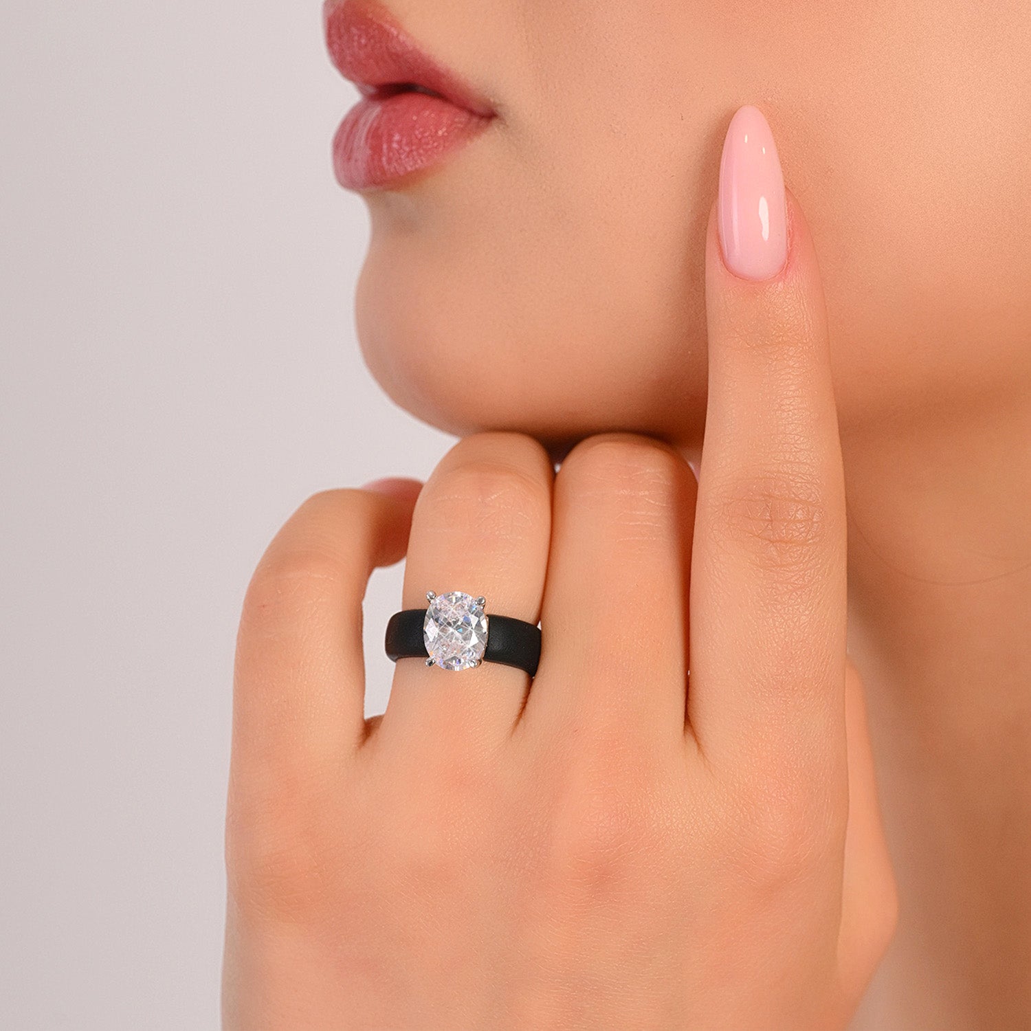 Silicone Ring – 11×8 mm Oval Cut CZ | Patented Design - GlowStone Collection