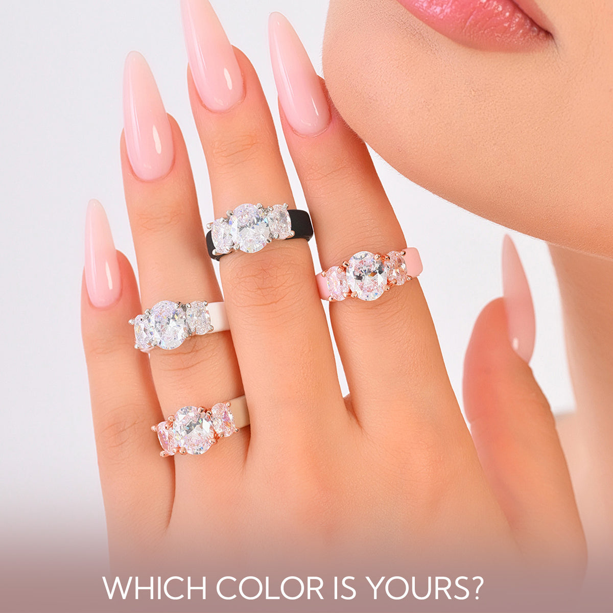 Rinfit Silicone Ring with Three Oval CZ Stones - Patented