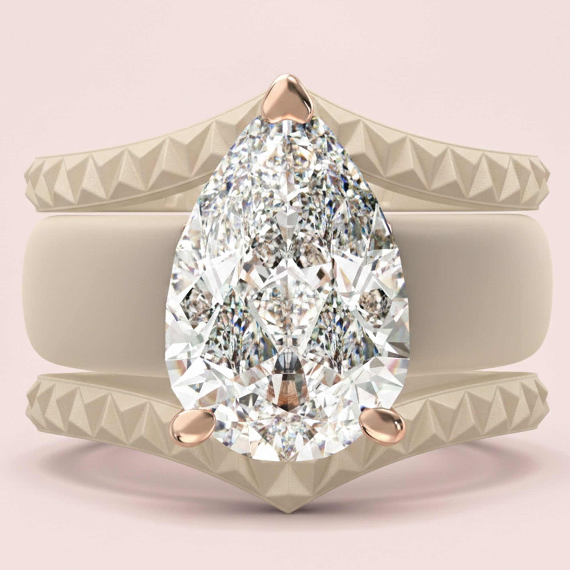 Women's Silicone Rings Stackable Set - 8×12 mm Pear Cut CZ  Set| Patent-Pending Design - GlowStone Collection