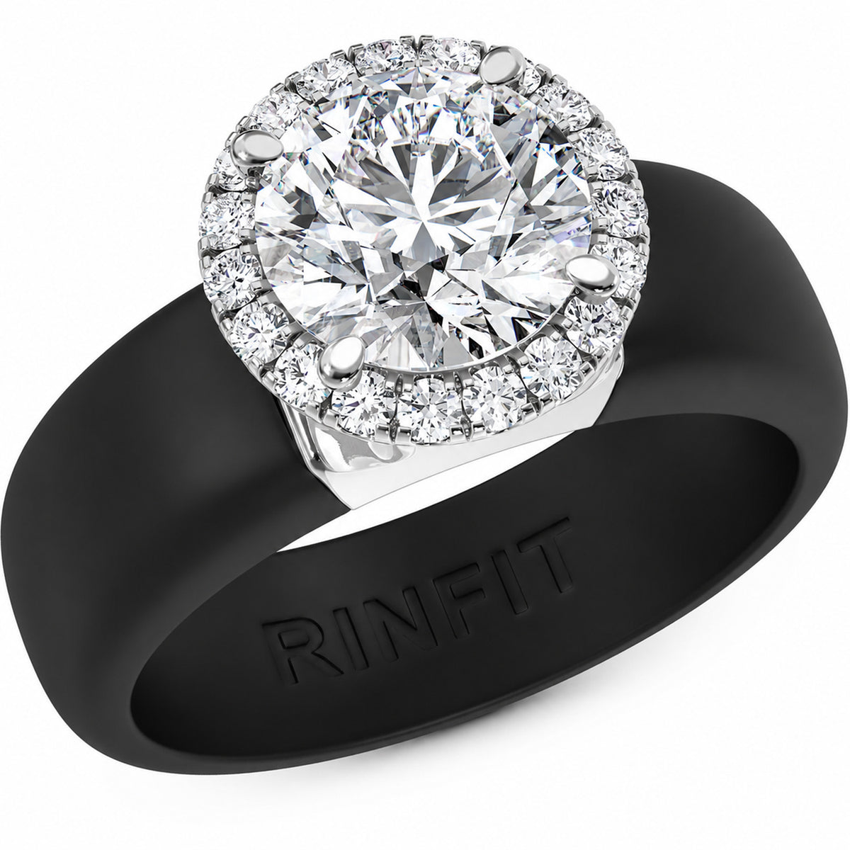 Rinfit Halo Silicone Ring for Women - 7 mm Round Cut CZ | Patented Design