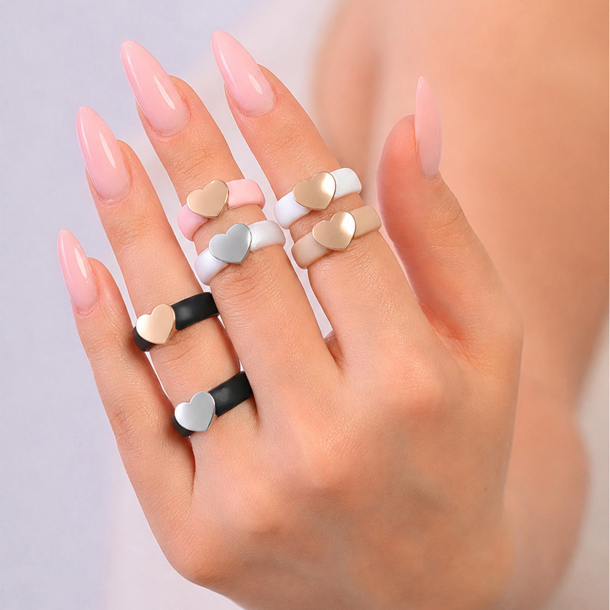 Heart Collection - Women's Silicone Rings with Metal - Patent Design