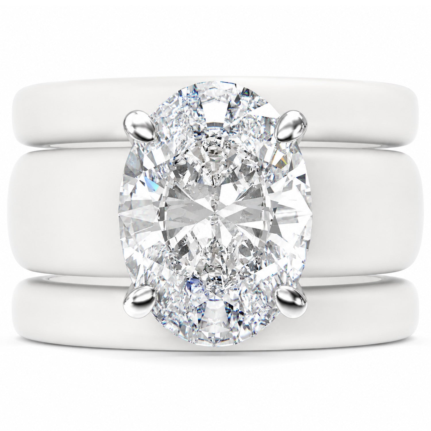 Oval Cut CZ Silicone Ring Set for Women, 2 Thin Stackable Rings – 11×8 mm Oval Cut CZ | Patented Design - GlowStone Collection