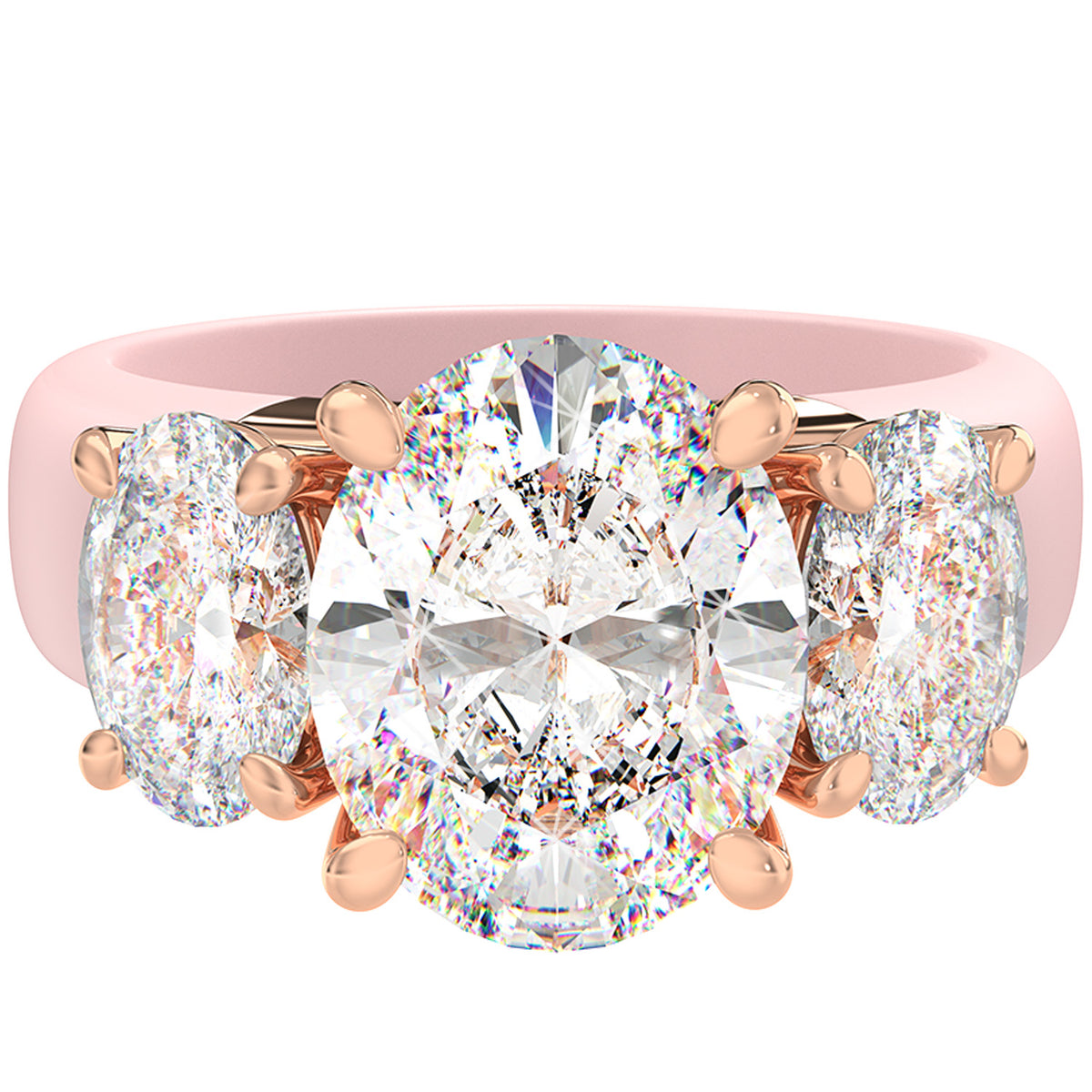 Rinfit Silicone Ring with Three Oval CZ Stones - Patented