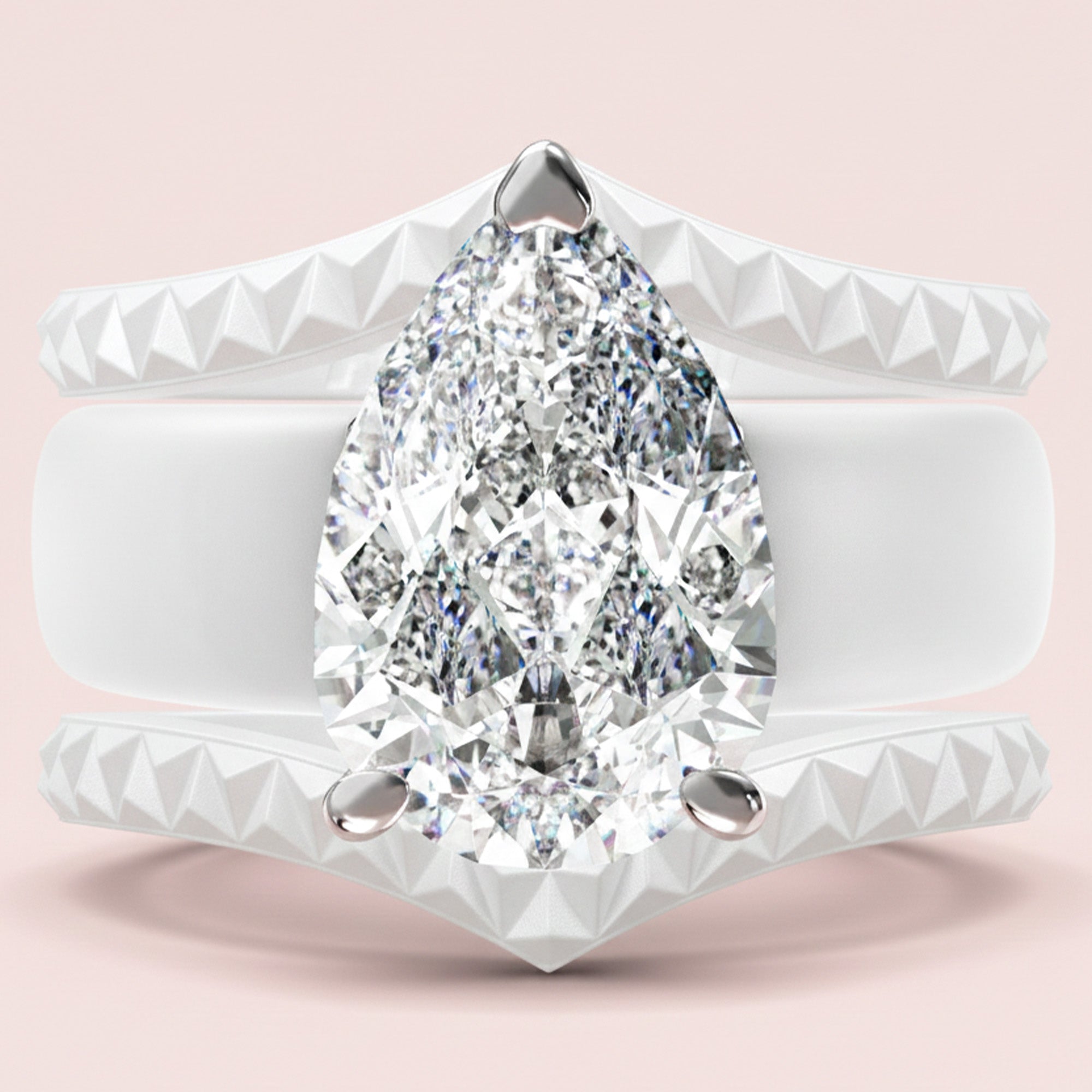 Women's Silicone Rings Stackable Set - 8×12 mm Pear Cut CZ  Set| Patent-Pending Design - GlowStone Collection
