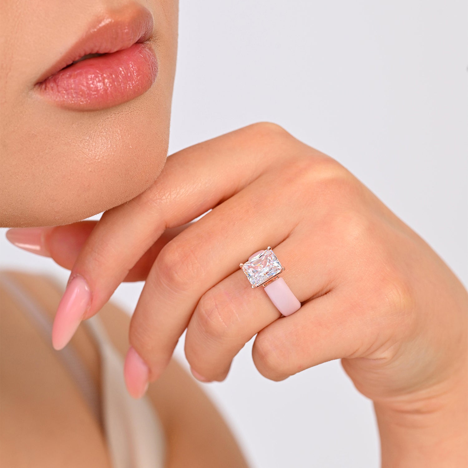 Silicone Ring – 10×8 mm Emerald Cut CZ | Patented Design - GlowStone Collection
