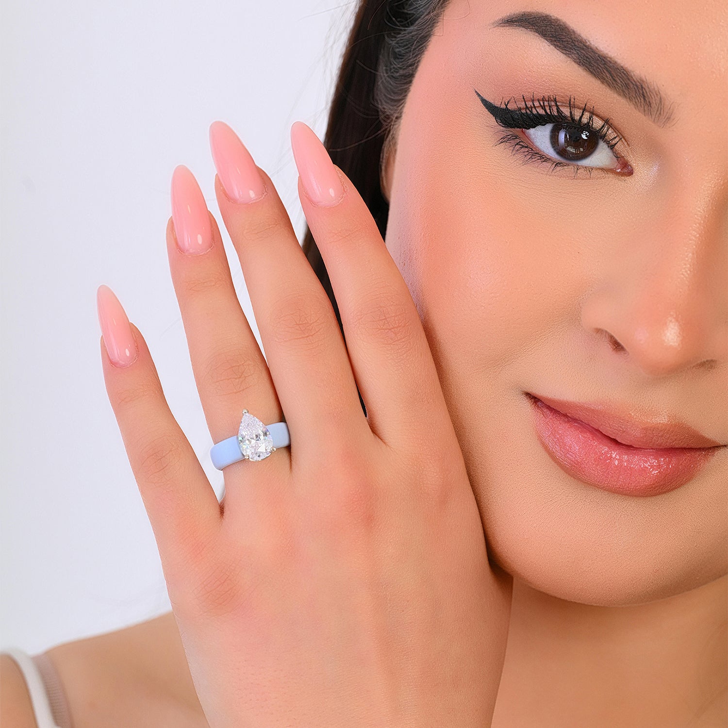 Silicone Ring – 8×12 mm Pear Cut CZ | Patent-Pending Design - GlowStone Collection