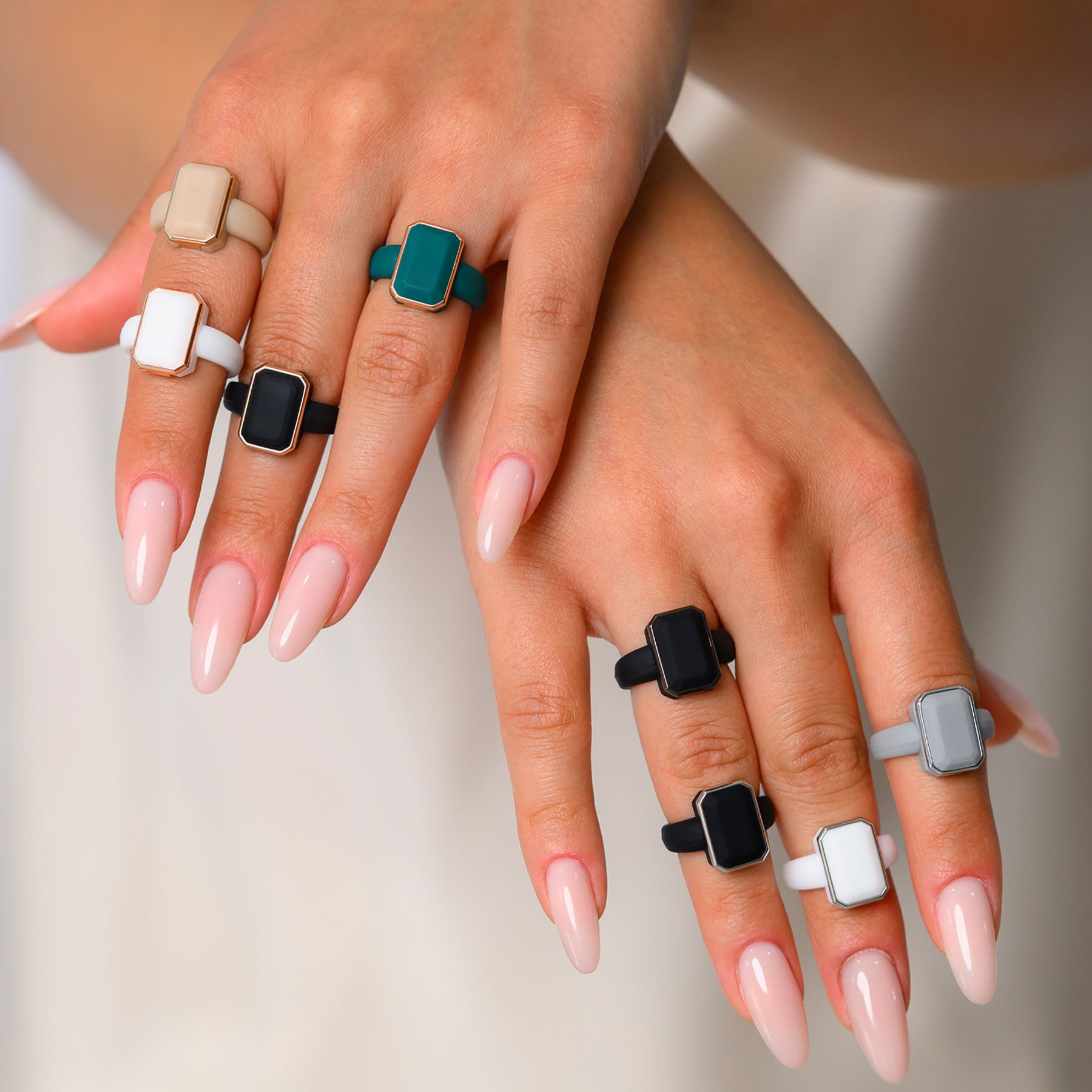 Emerald Collection- Silicone Rings for Women with Metal Frame - Patented Design