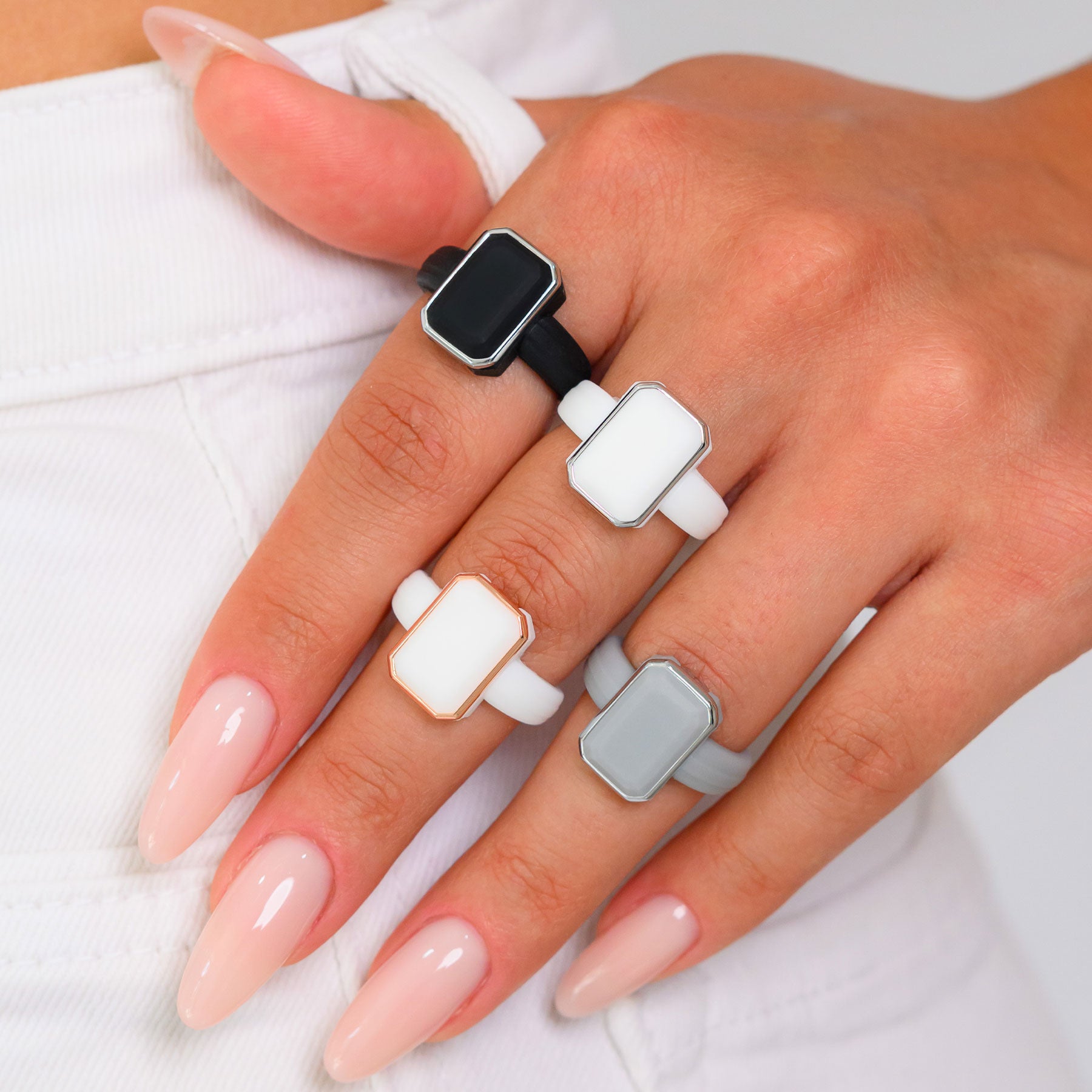 Emerald Collection- Silicone Rings for Women with Metal Frame - Patented Design