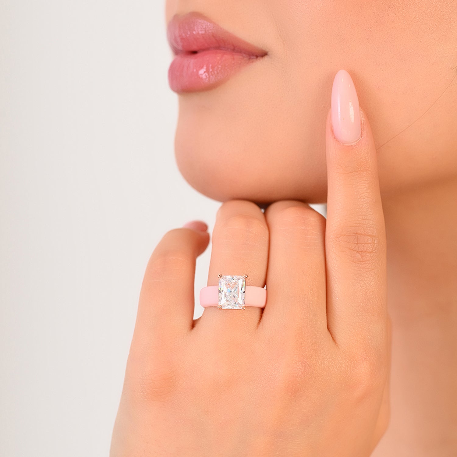 Silicone Ring – 10×8 mm Emerald Cut CZ | Patented Design - GlowStone Collection