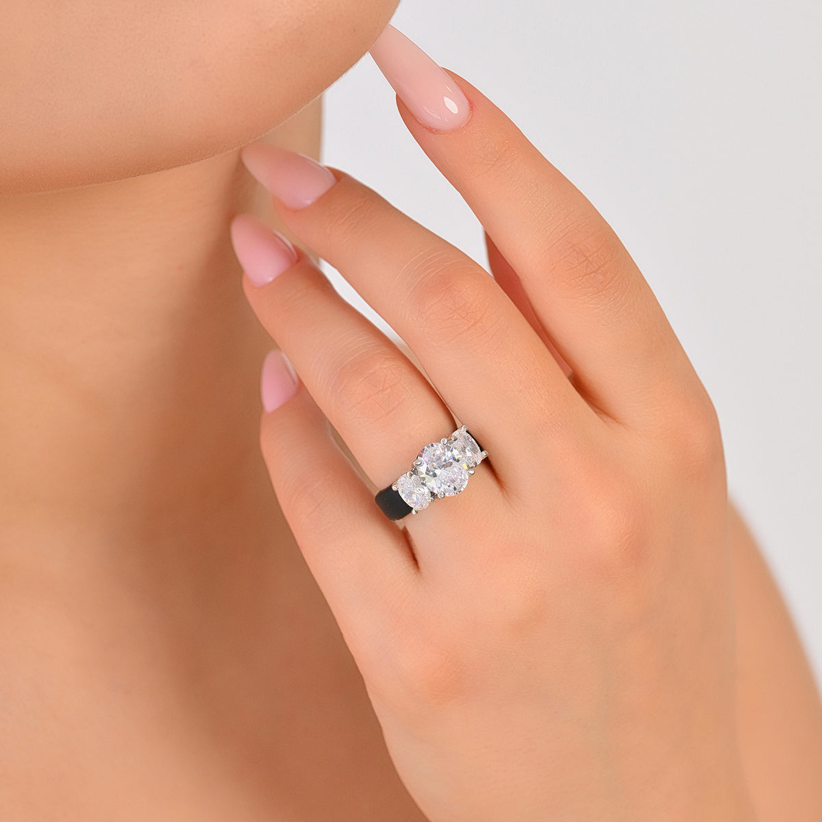 Rinfit Silicone Ring with Three Oval CZ Stones - Patented