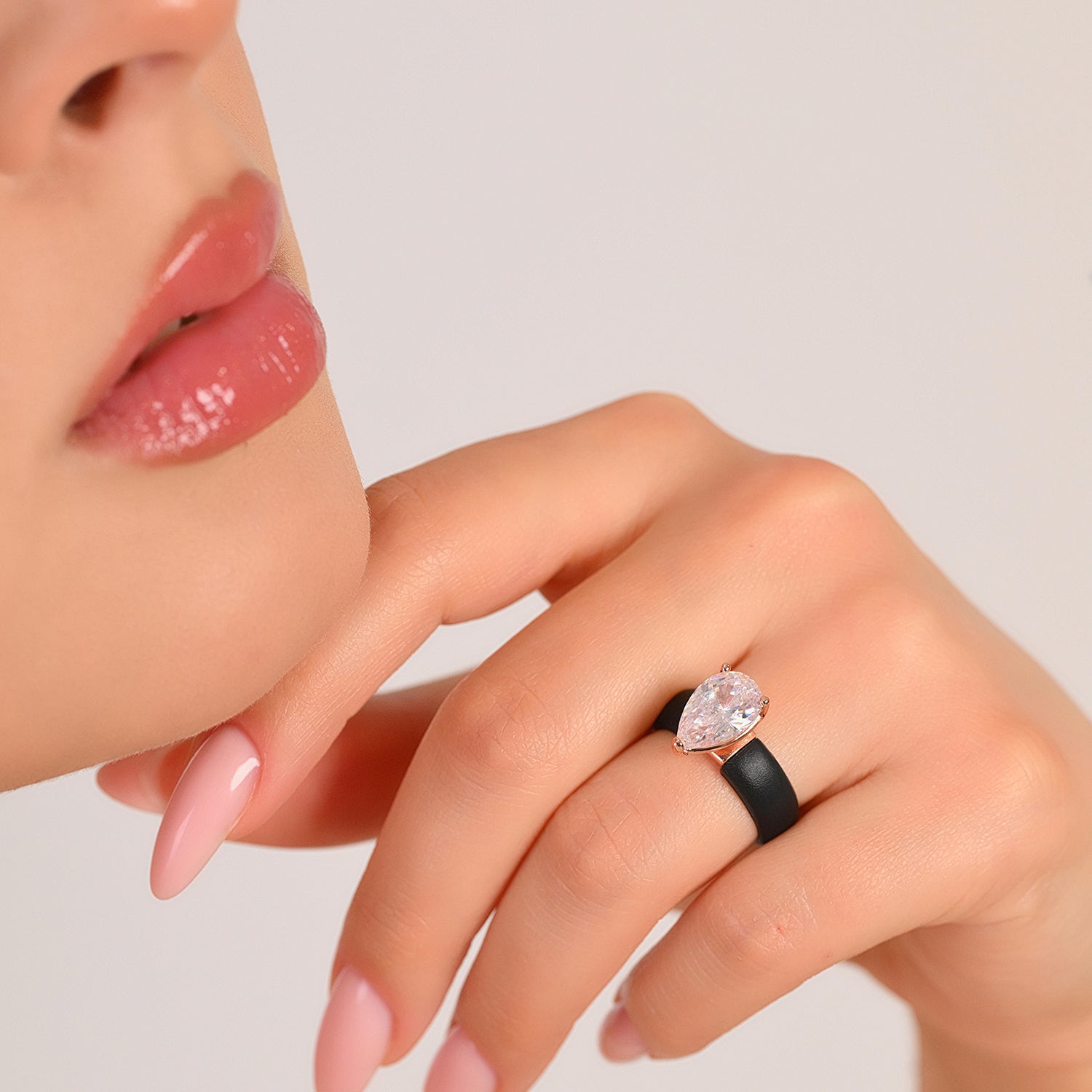 Silicone Ring – 8×12 mm Pear Cut CZ | Patent-Pending Design - GlowStone Collection