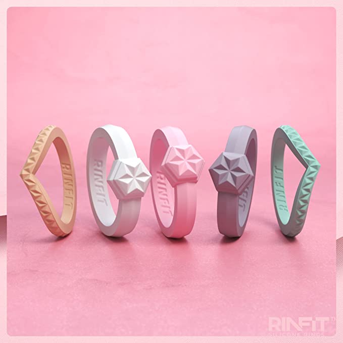 GIFT RING Women's Couture Silicone Stackable Rings. Stylish Design, Comfortable & Durable Wedding Band