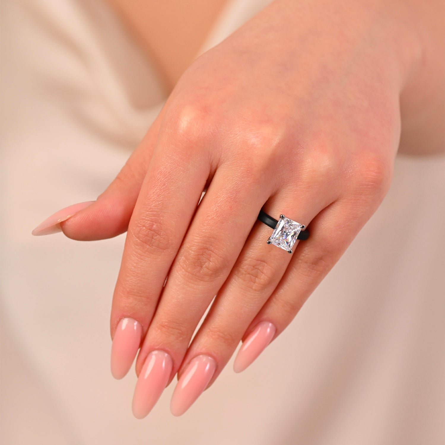 Rinfit Thin Silicone Ring – 10×8 mm Emerald Cut CZ | Patented Design - GlowStone Collection