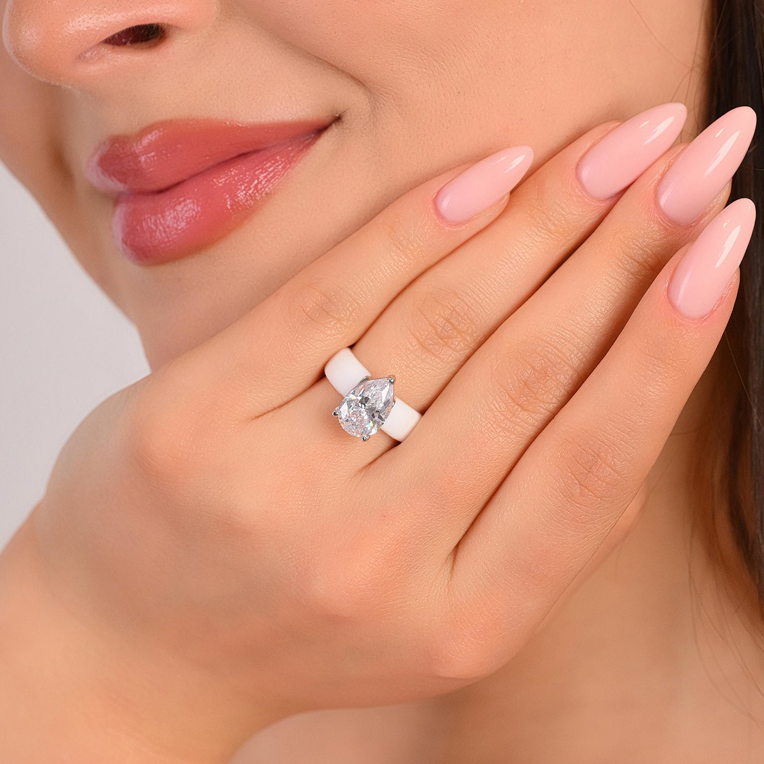Silicone Ring – 8×12 mm Pear Cut CZ | Patent-Pending Design - GlowStone Collection