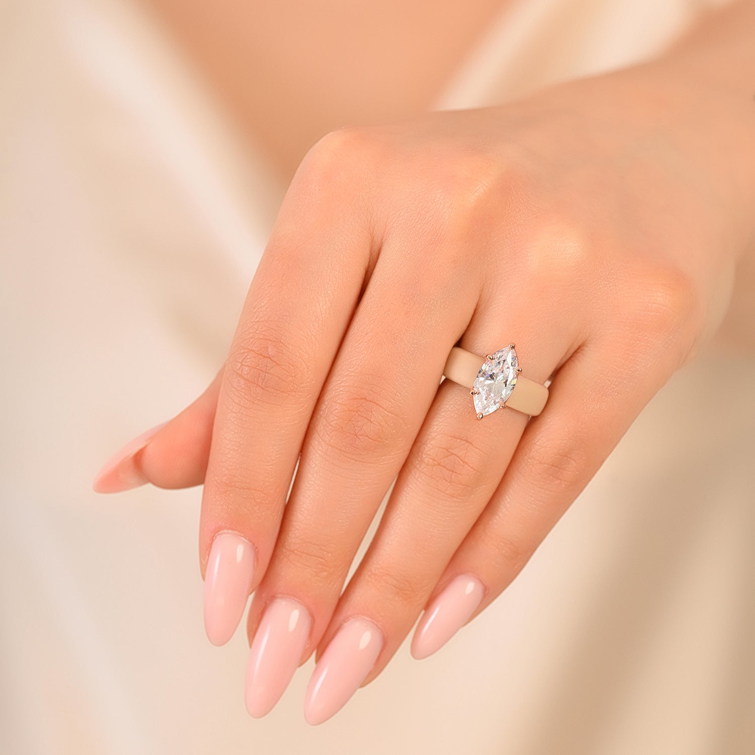 Silicone Ring – 14×7 mm Marquise Cut CZ | Patent-Pending Design - GlowStone Collection