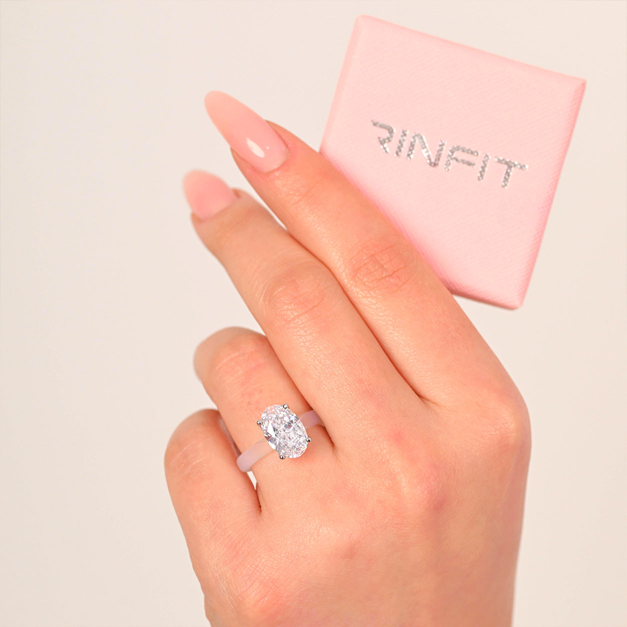 Rinfit Frosted Clear Thin Silicone Ring with Oval cut CZ | Patented Design