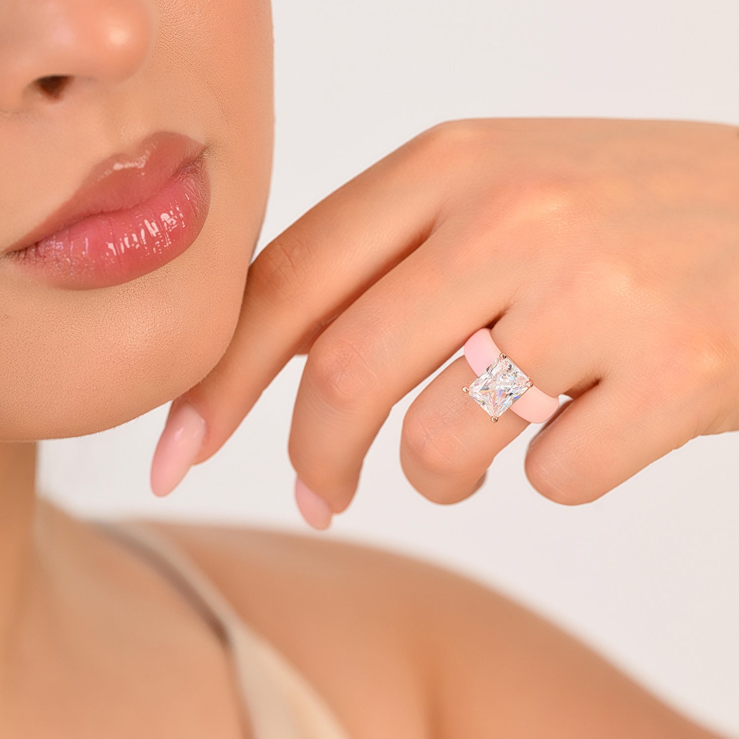 Silicone Ring – 10×8 mm Emerald Cut CZ | Patented Design - GlowStone Collection