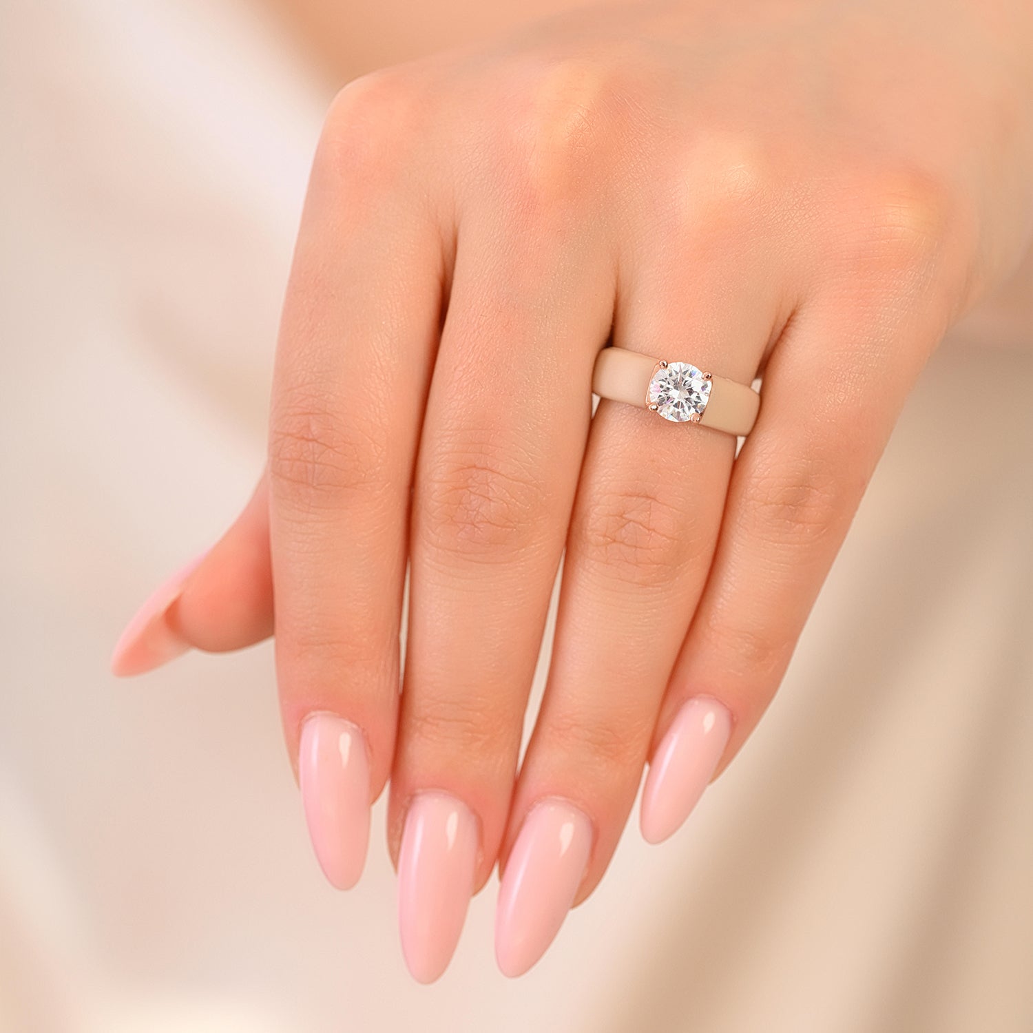 Silicone Ring – 7mm Round Solitaire CZ | Patented Design - GlowStone Collection by Rinfit