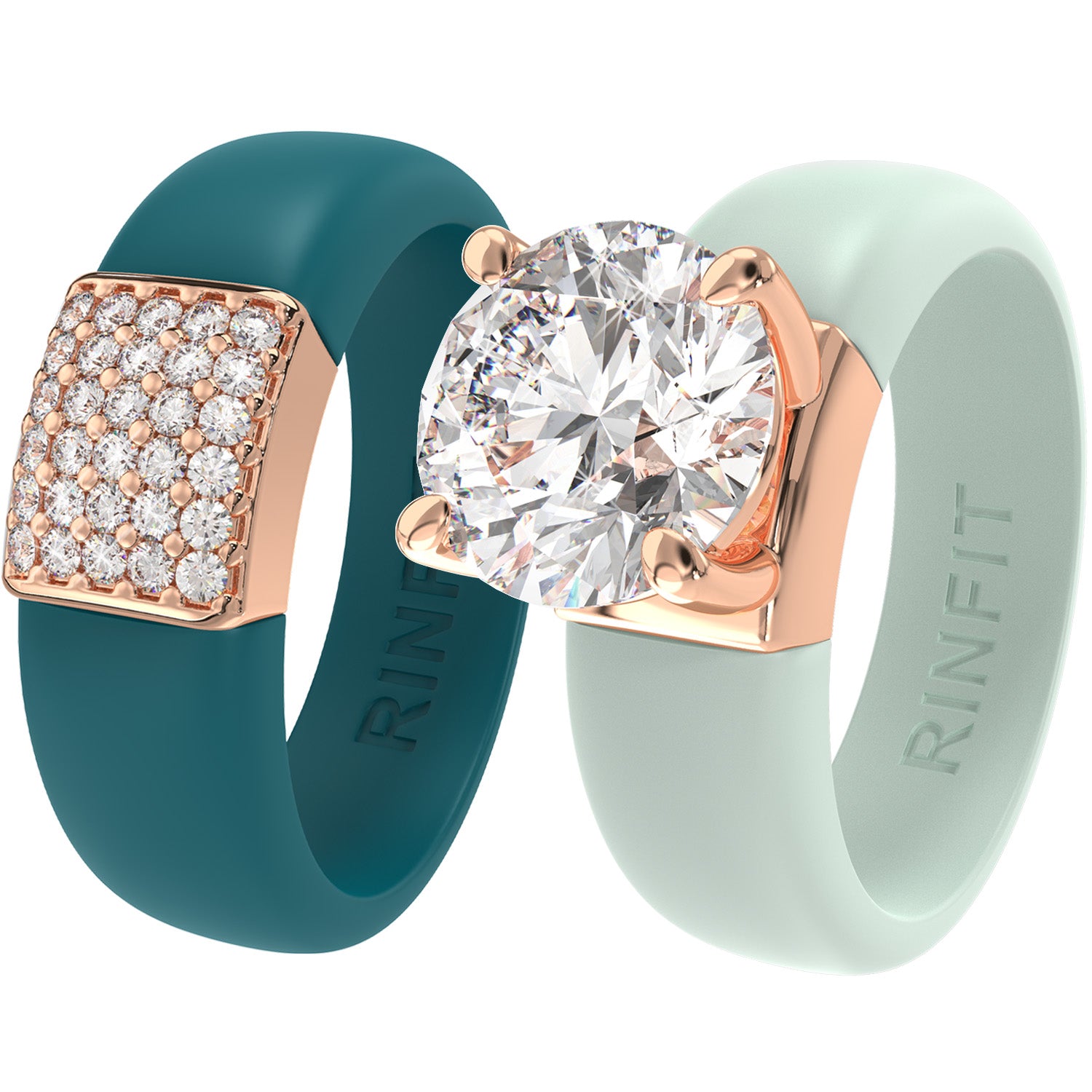Set Silicone Ring – 7mm Round Solitaire CZ | Patented Design - GlowStone Collection