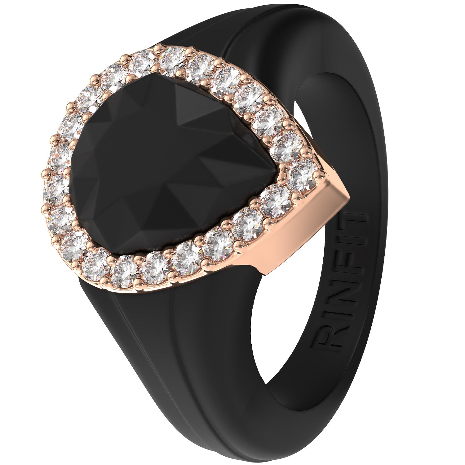 Pear Silicone Ring with Metal Frame & CZ Stones