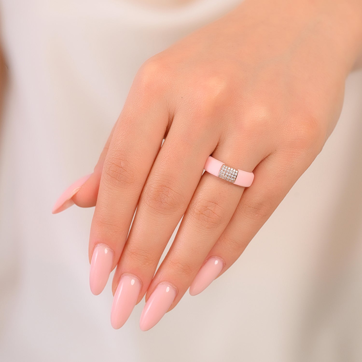 Women's Silicone Ring with Metal and CZ Stones