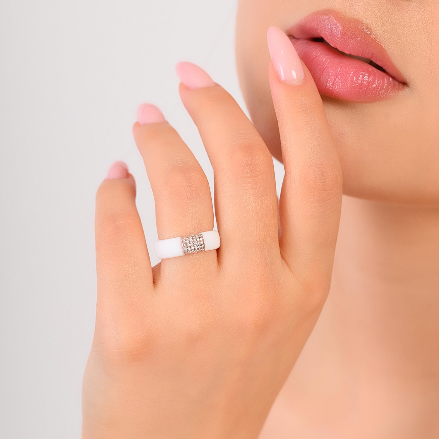 Women's Silicone Ring with Metal and CZ Stones