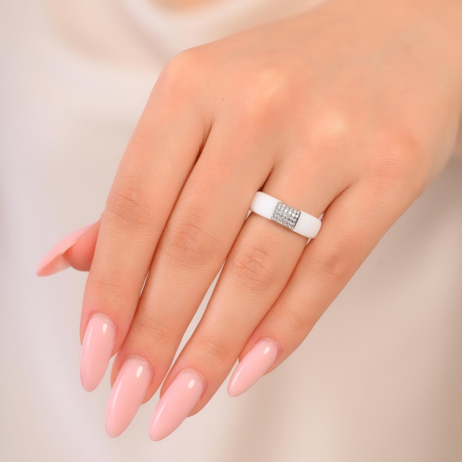 Women's Silicone Ring with Metal and CZ Stones