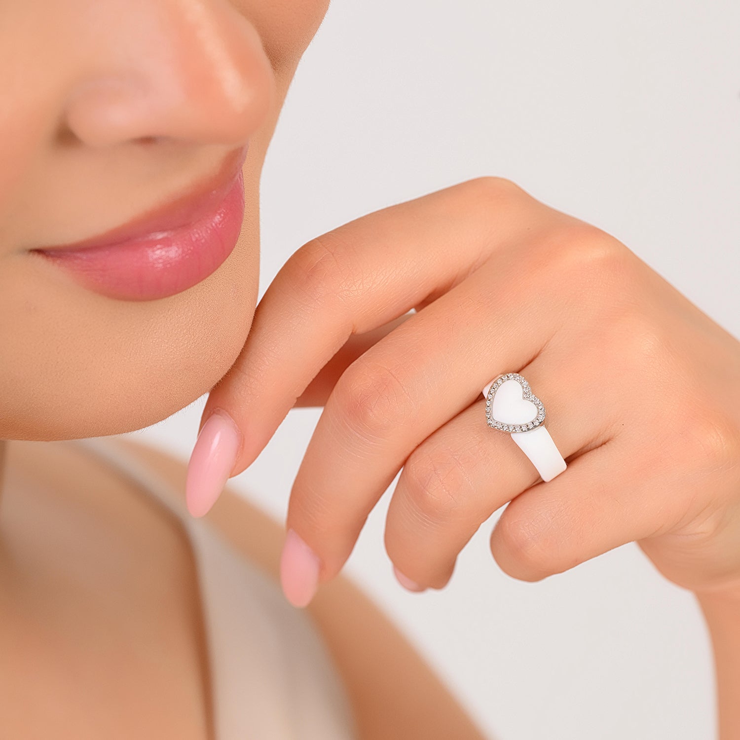 Heart with Metal Frame & CZ Stones - Women's Silicone Rings- Patented Design