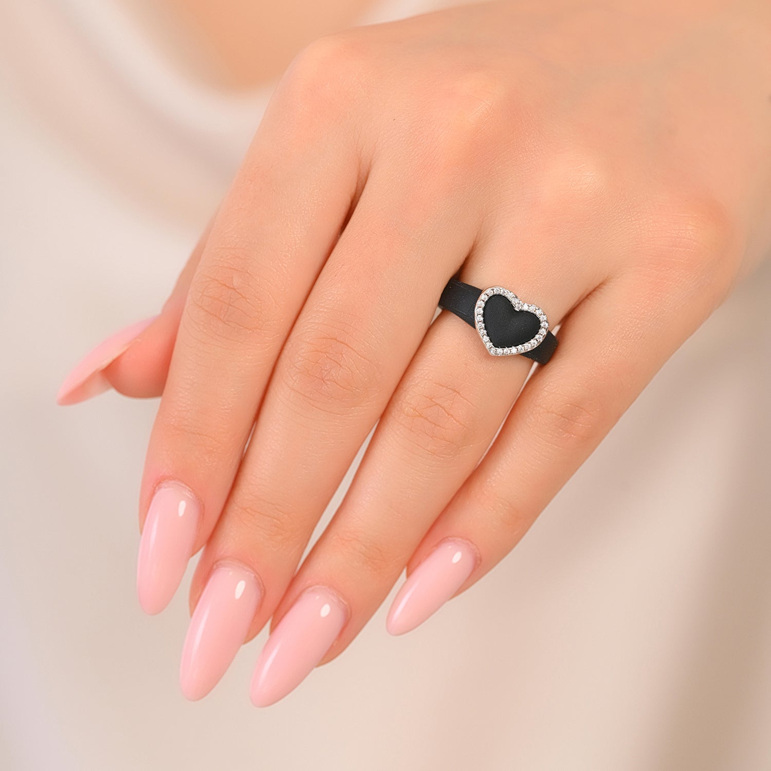 Heart with Metal Frame & CZ Stones - Women's Silicone Rings- Patented Design