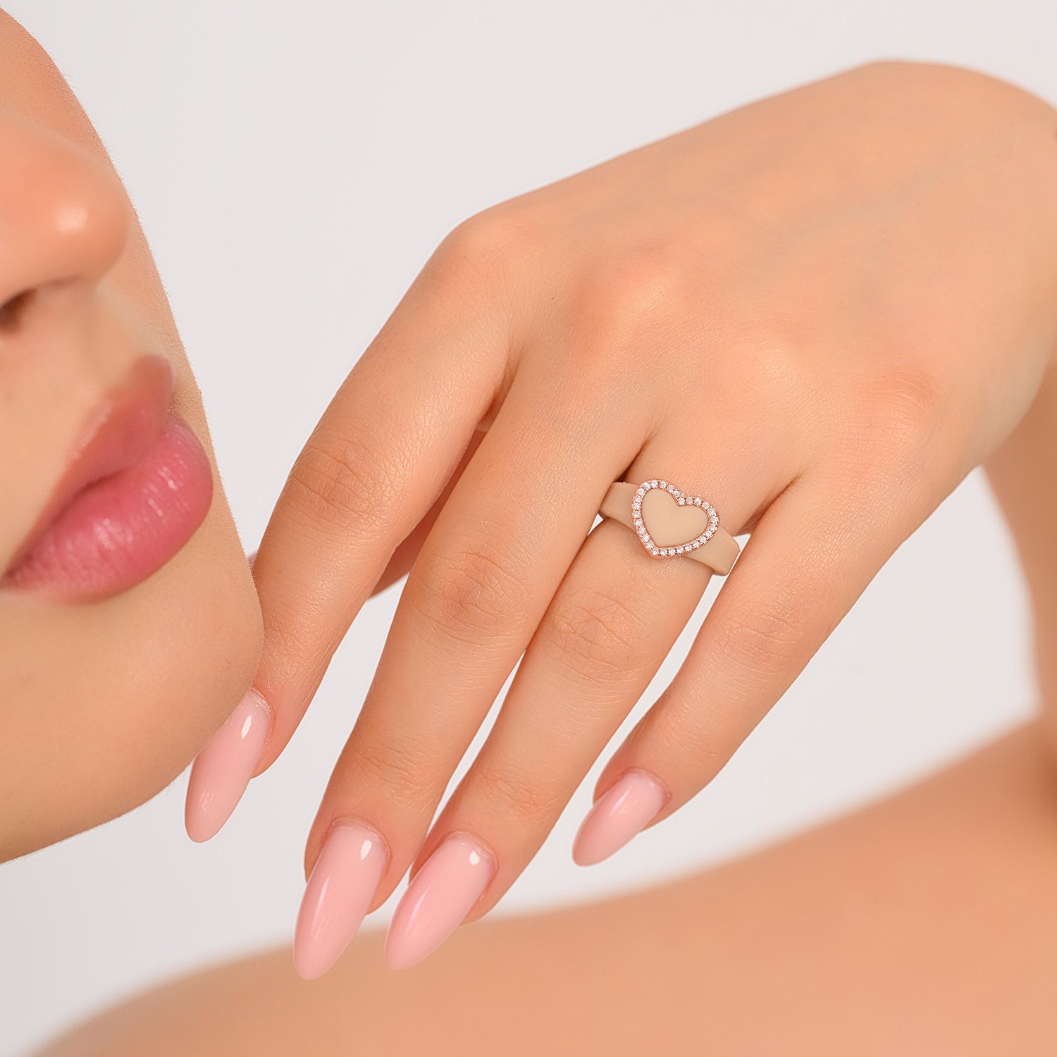 Heart with Metal Frame & CZ Stones - Women's Silicone Rings- Patented Design