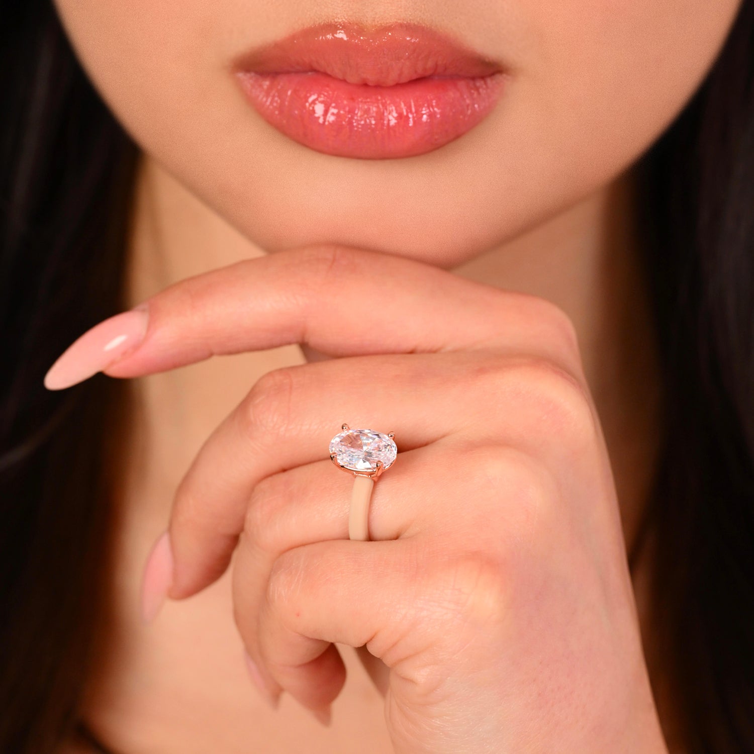 Rinfit Thin Silicone Ring for Women - Oval Cut CZ | Patented Design