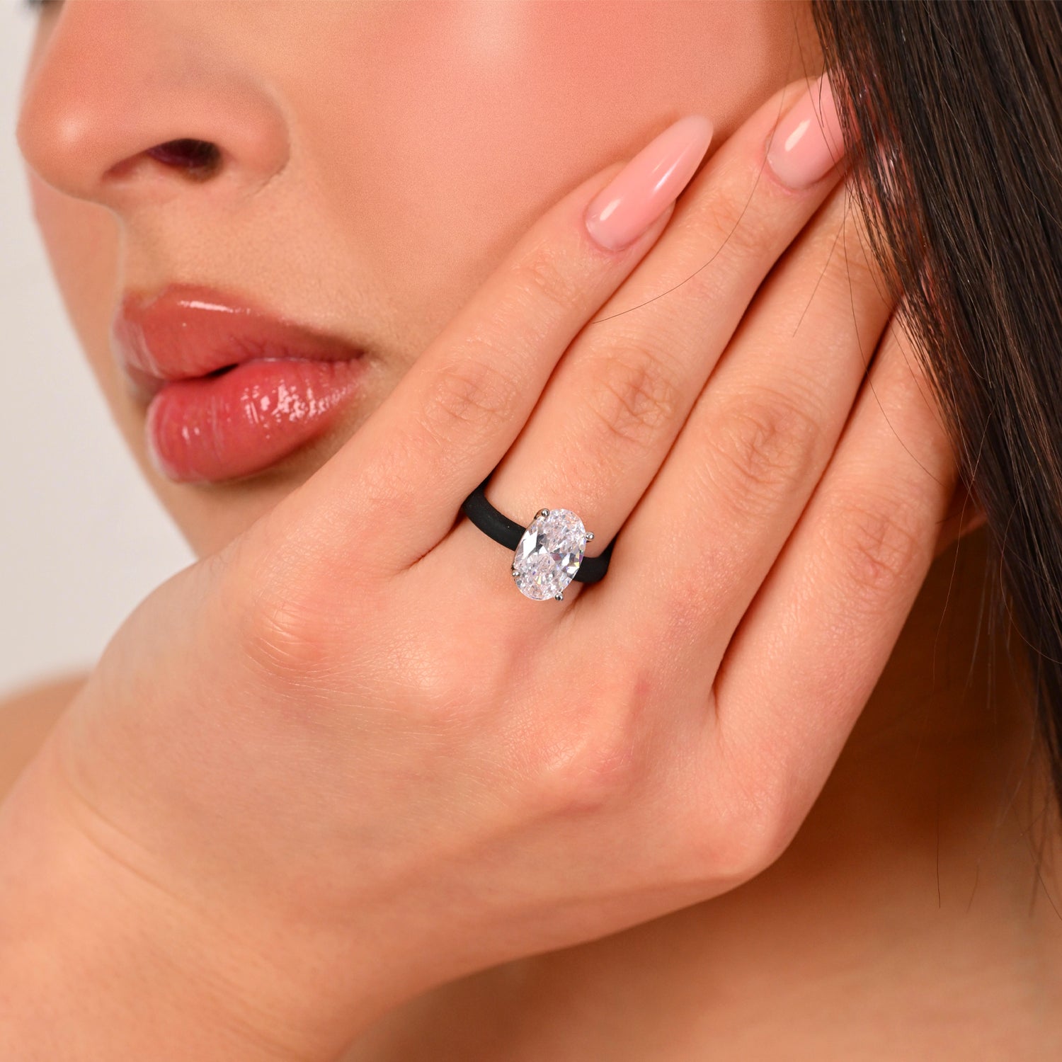 Rinfit Thin Silicone Ring for Women - Oval Cut CZ | Patented Design