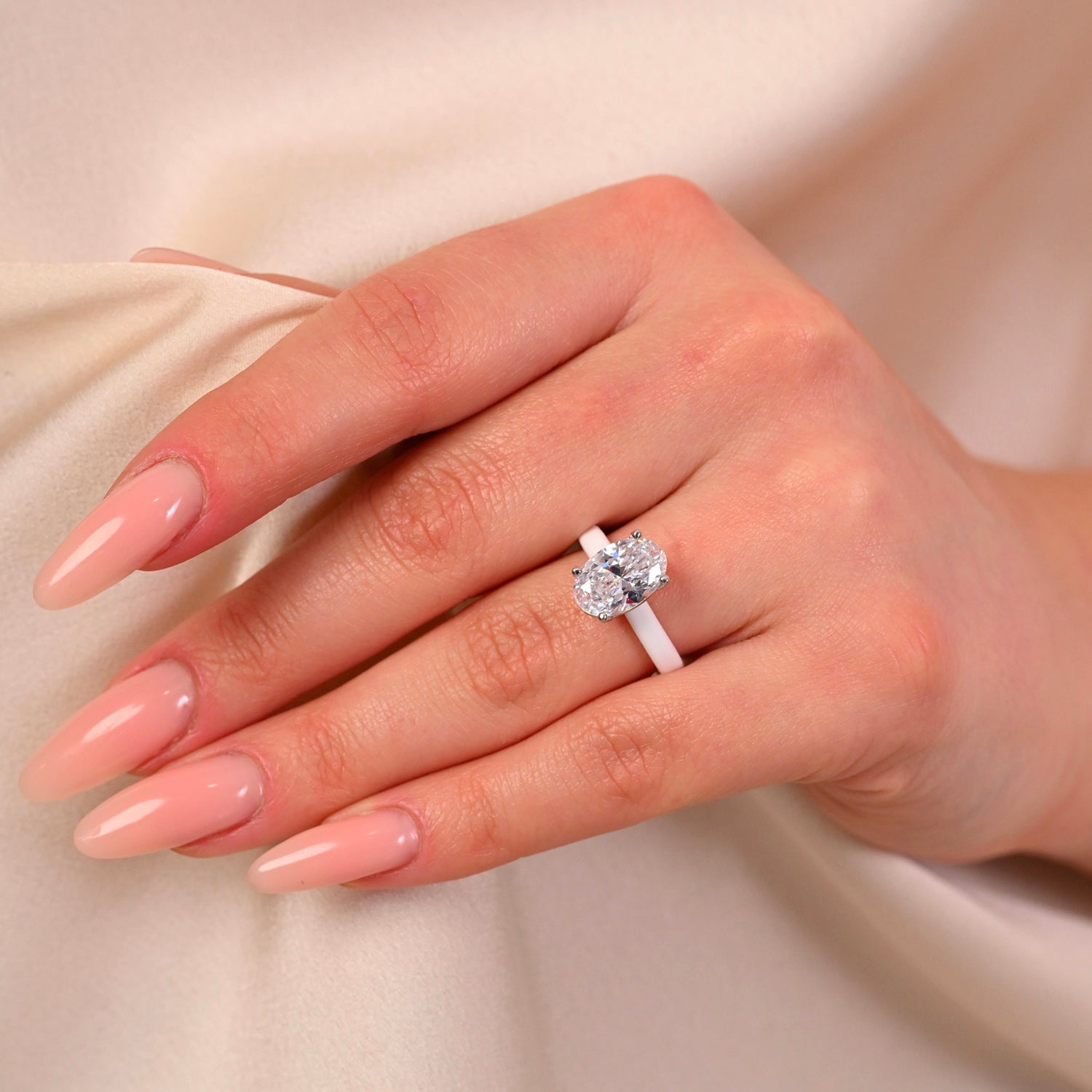 Rinfit Thin Silicone Ring for Women - Oval Cut CZ | Patented Design