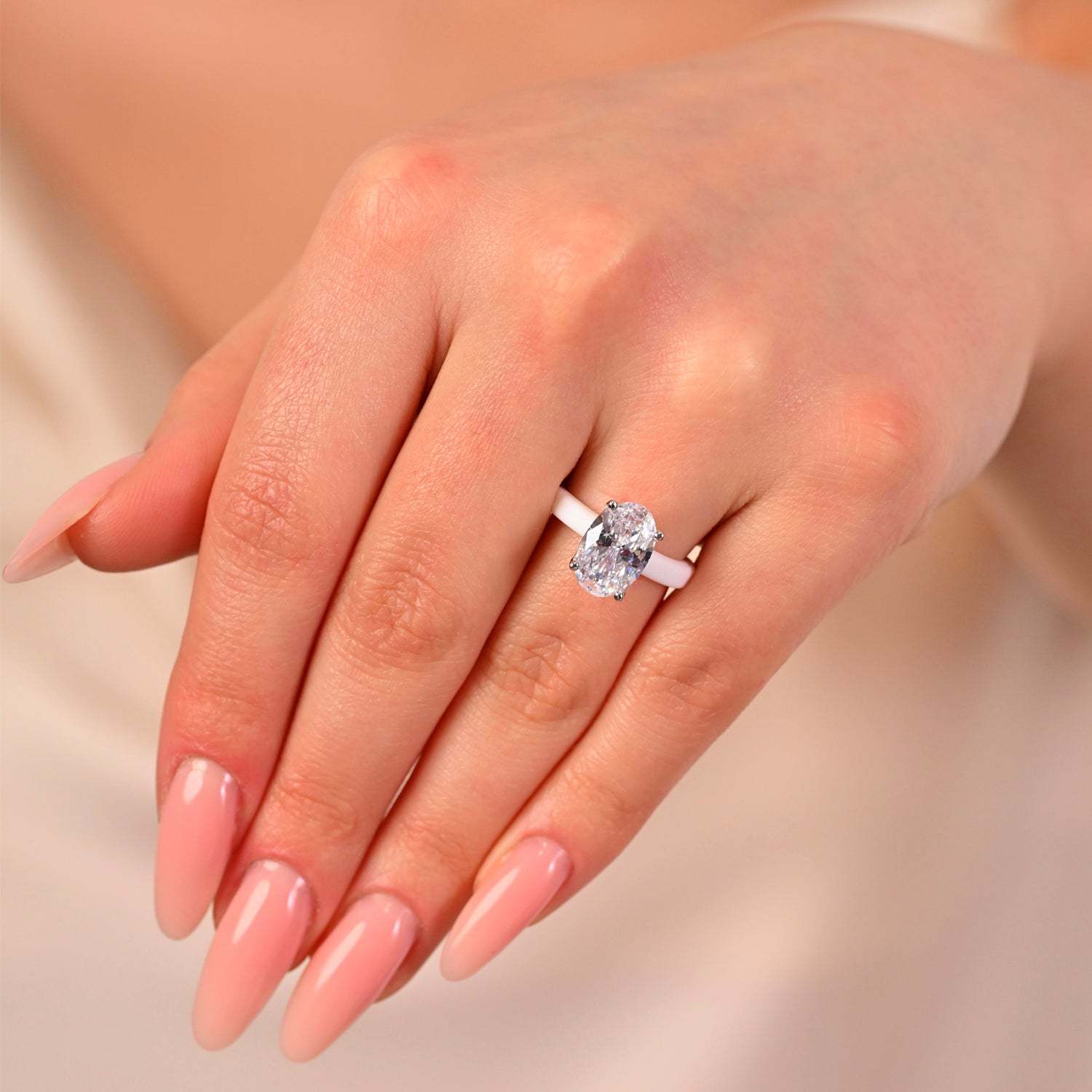 Rinfit Thin Silicone Ring for Women - Oval Cut CZ | Patented Design