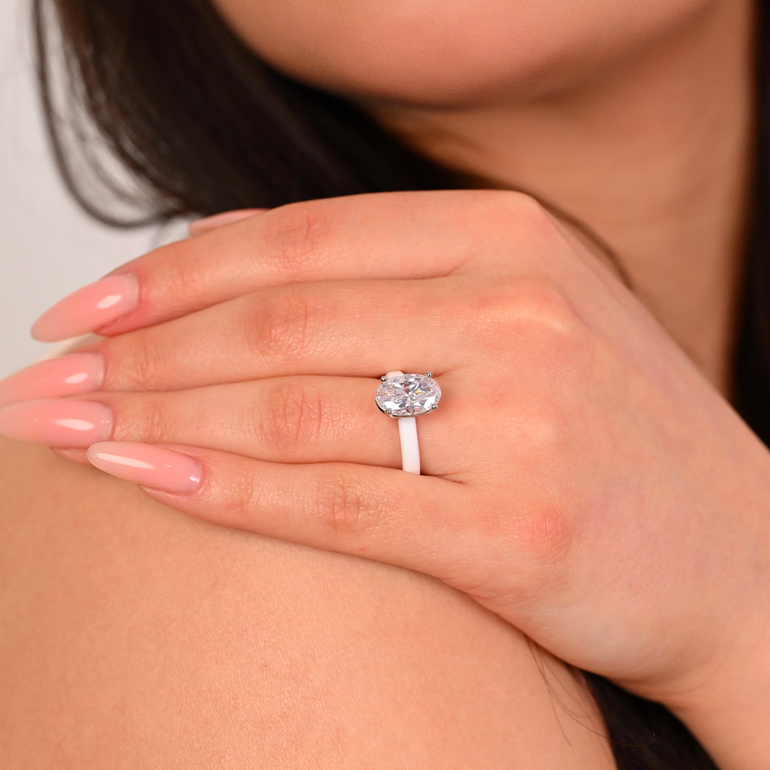 Rinfit Thin Silicone Ring for Women - Oval Cut CZ | Patented Design
