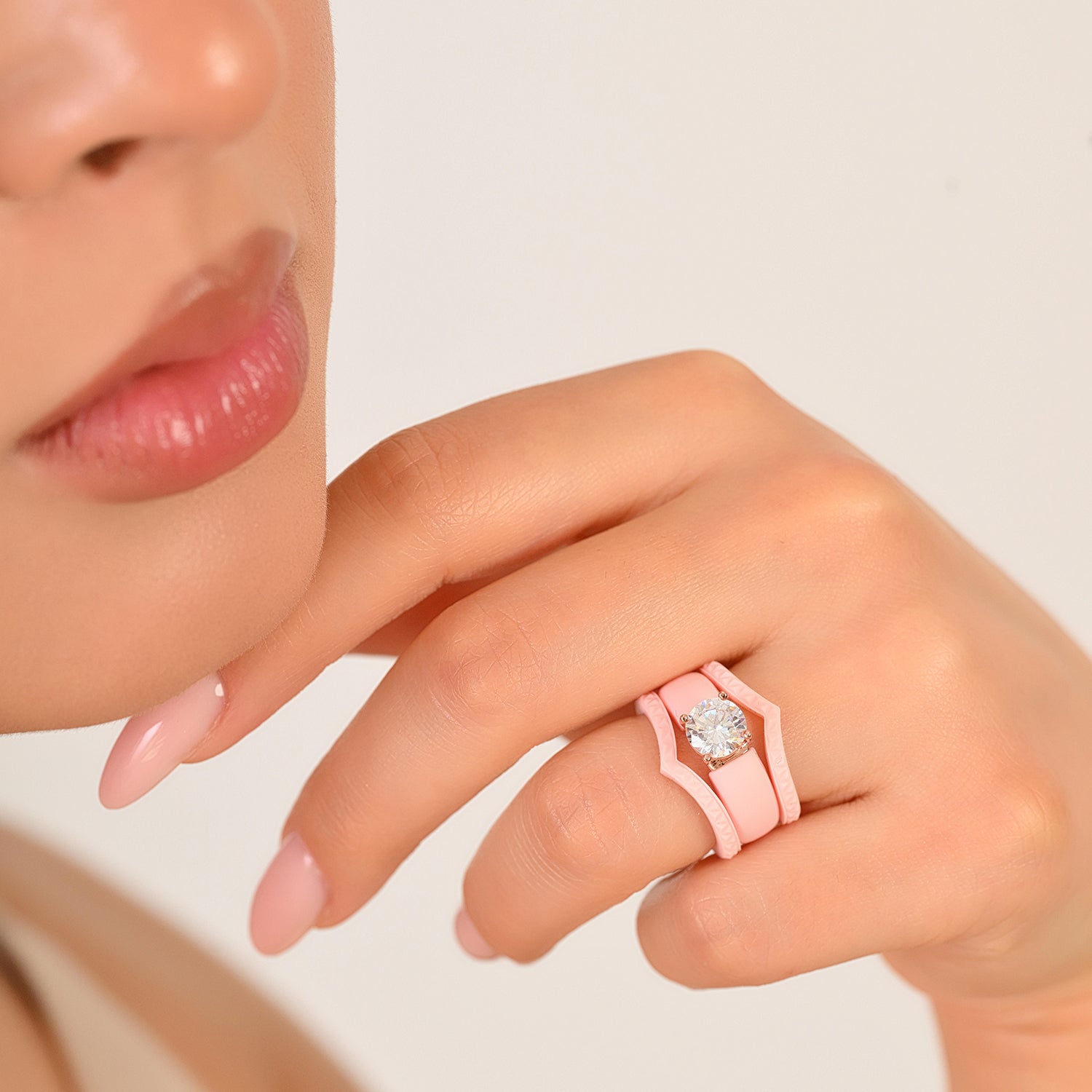 Silicone Ring Stackable Set – 7mm Round Solitaire CZ | Patented Design - GlowStone Collection